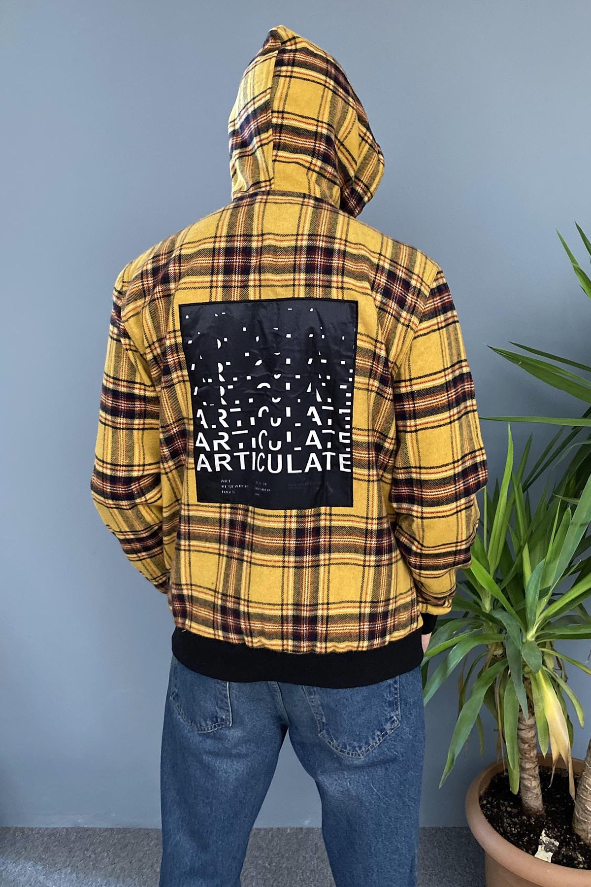  Arkası Baskılı Kapüşonlu Sweatshirt Kanguru Cepli Oversize