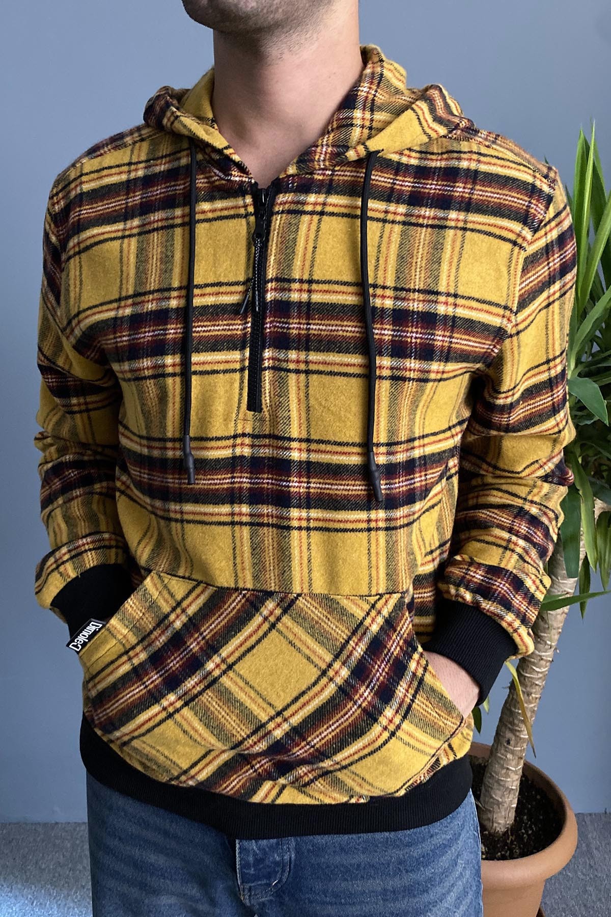  Arkası Baskılı Kapüşonlu Sweatshirt Kanguru Cepli Oversize