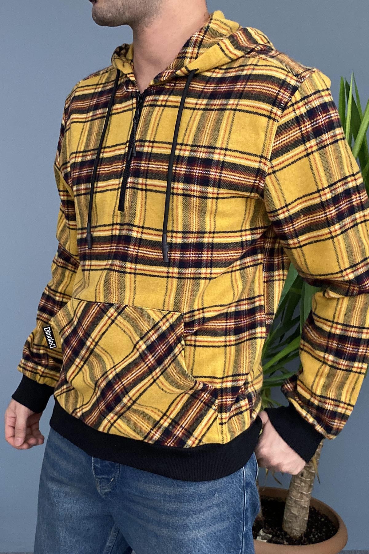  Arkası Baskılı Kapüşonlu Sweatshirt Kanguru Cepli Oversize
