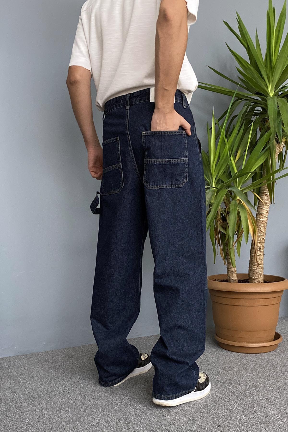  Baggy Koyu Mavi Kot Pantolon