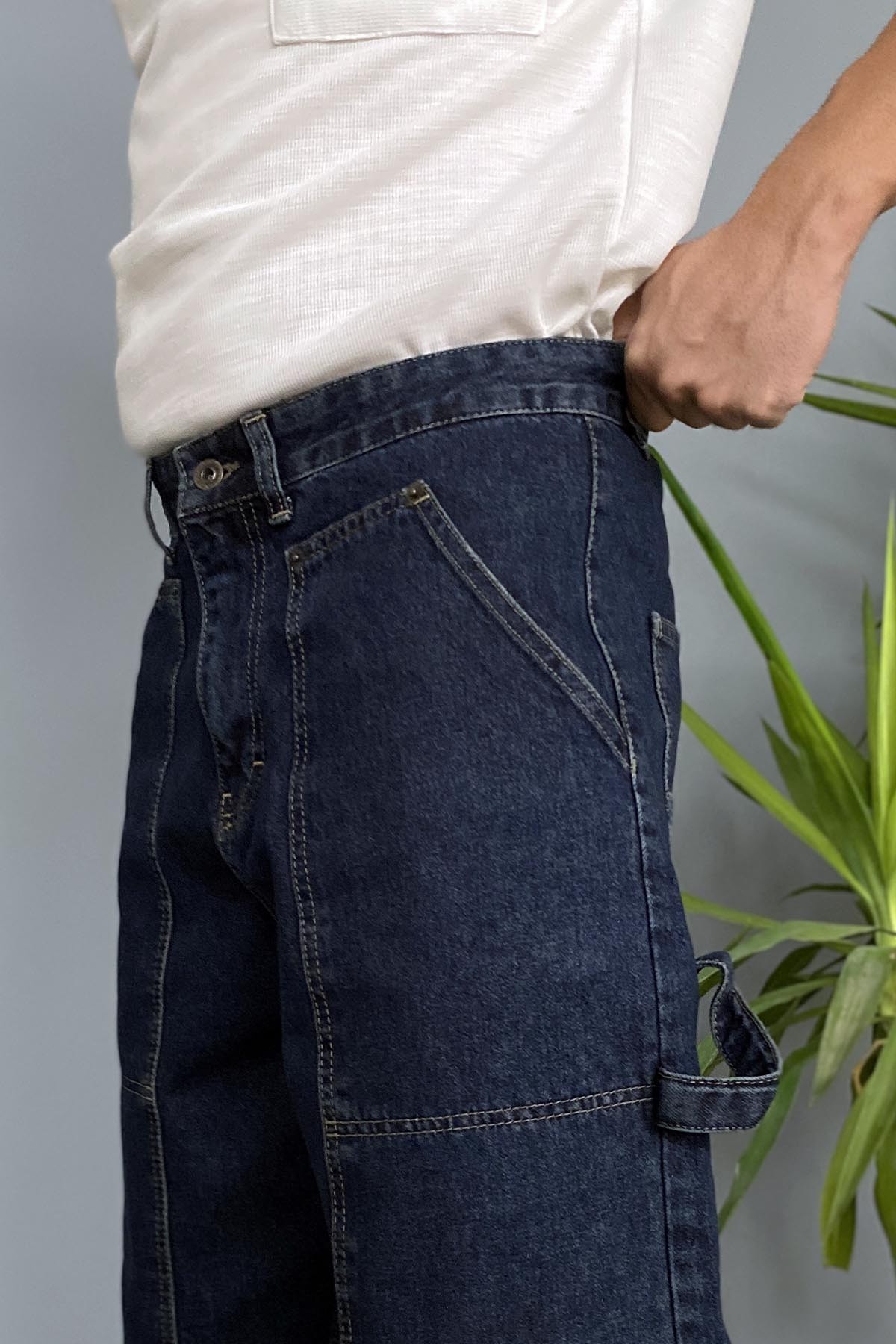  Baggy Koyu Mavi Kot Pantolon