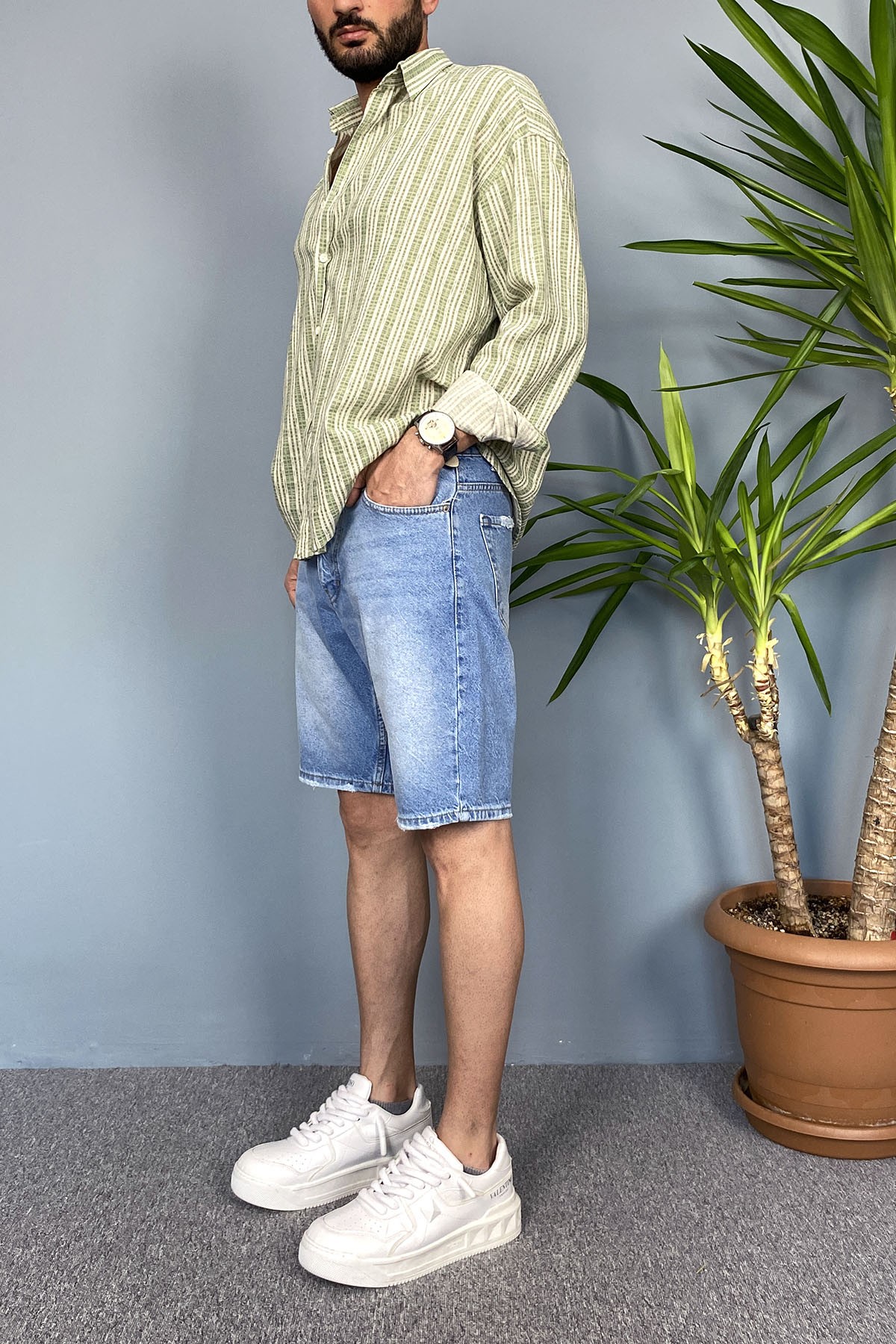 Kadin Boyfriend Taşlanmış Kot Şort