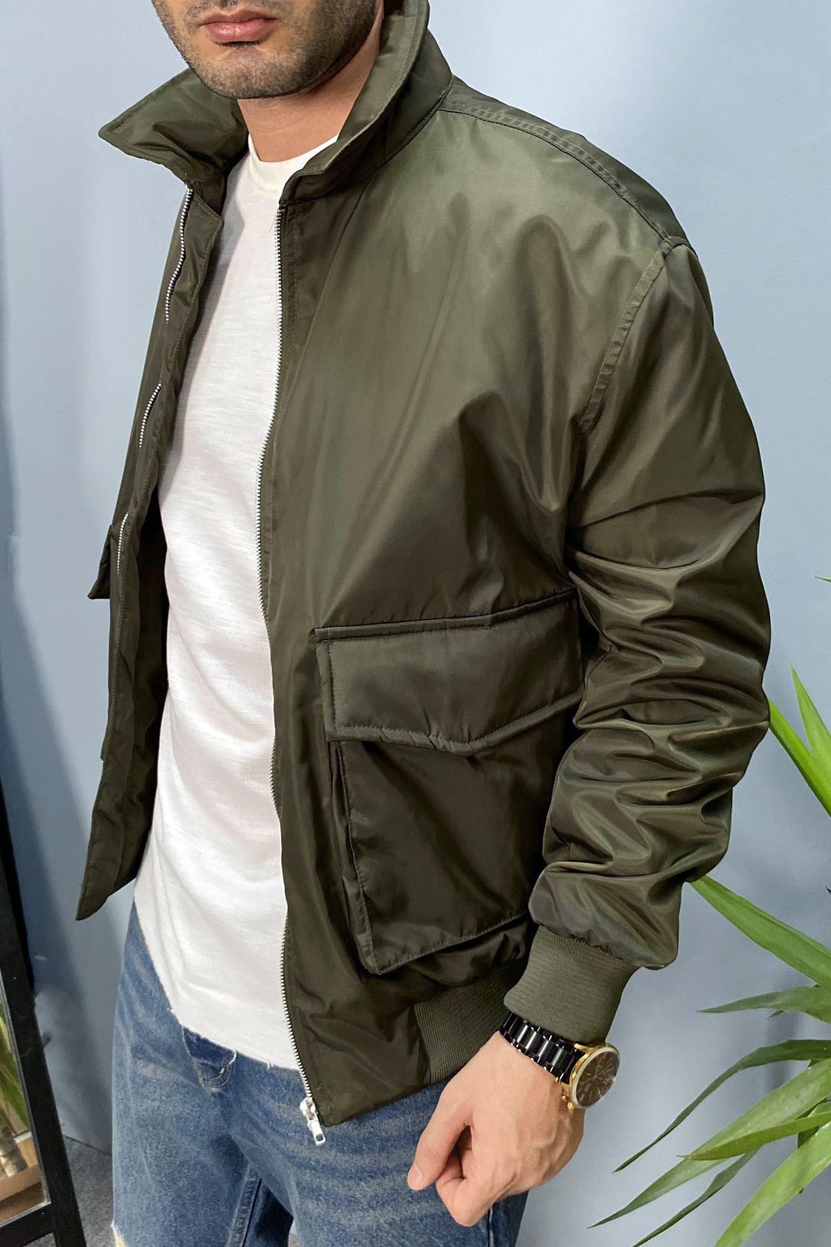  Zara Model Büyük Cep Detaylı Bomber Mont