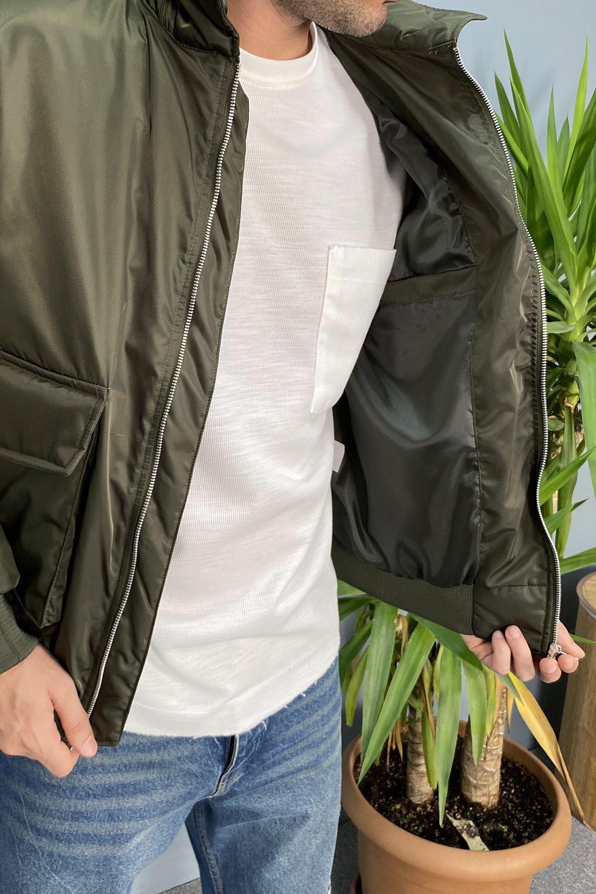  Zara Model Büyük Cep Detaylı Bomber Mont