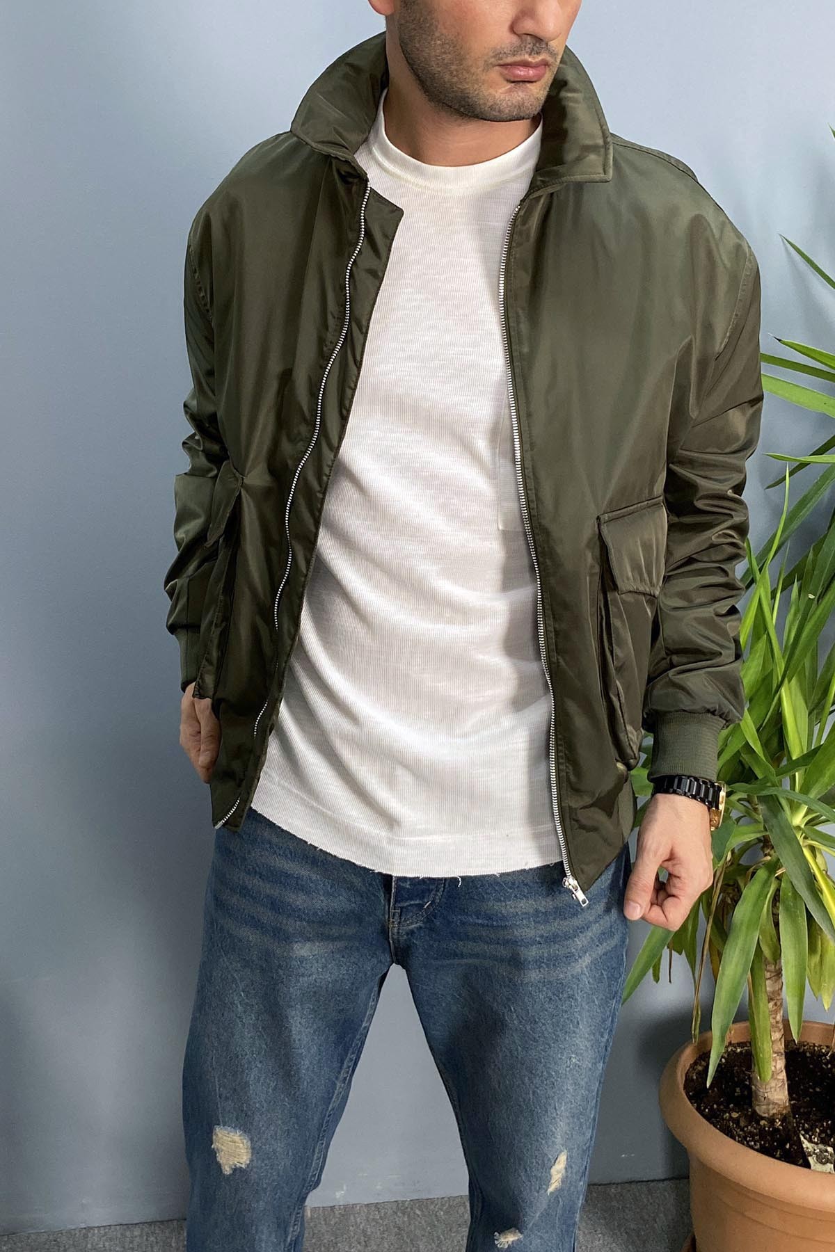 Zara Model Büyük Cep Detaylı Bomber Mont