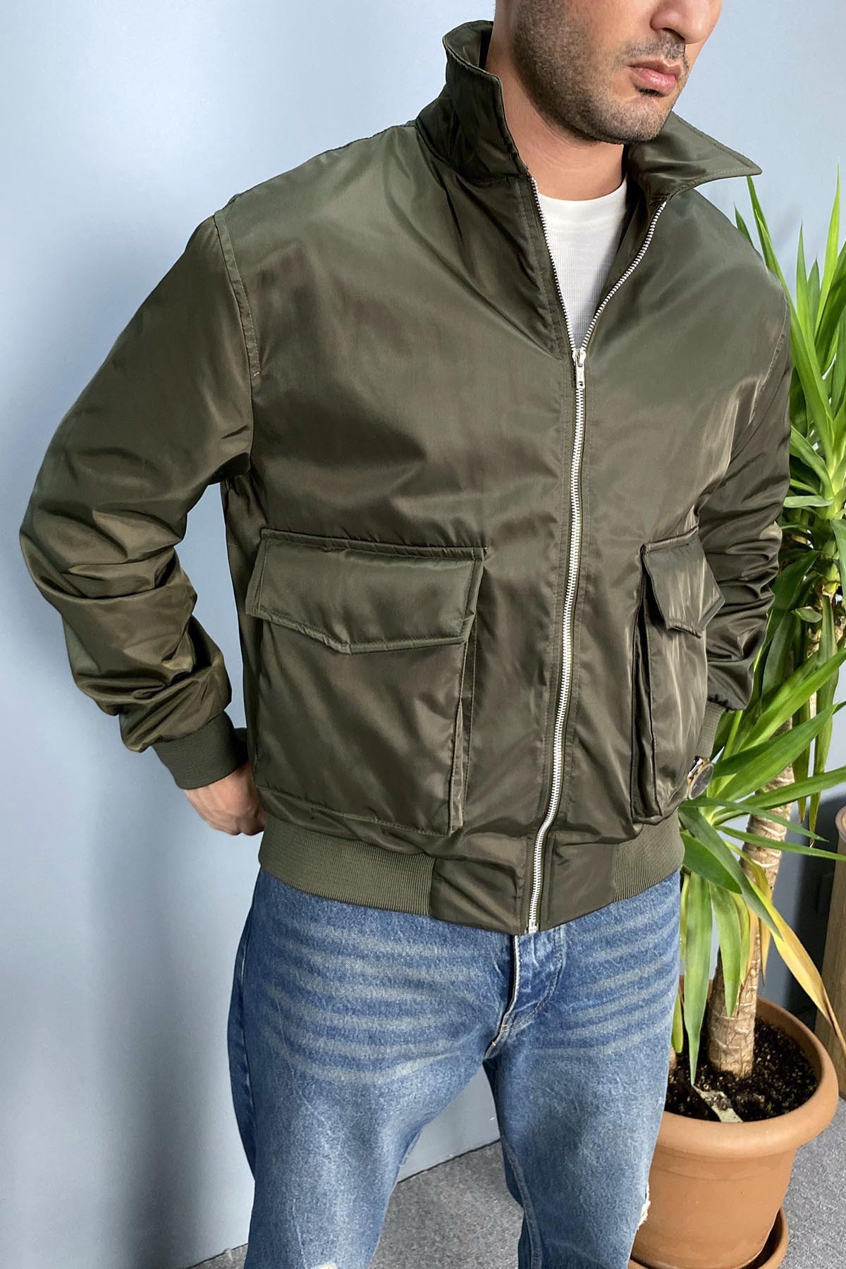  Zara Model Büyük Cep Detaylı Bomber Mont