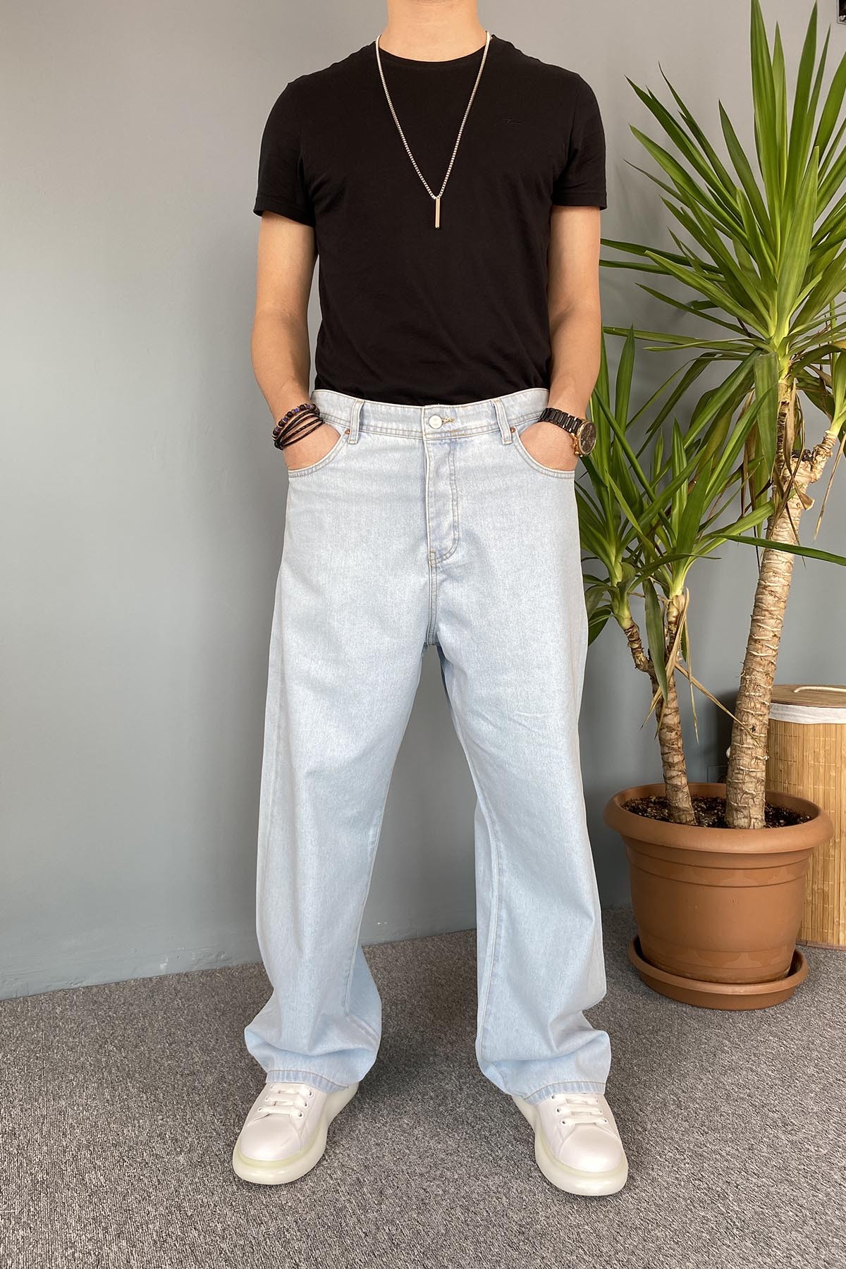 Buz Mavisi Baggy Kot Pantolon