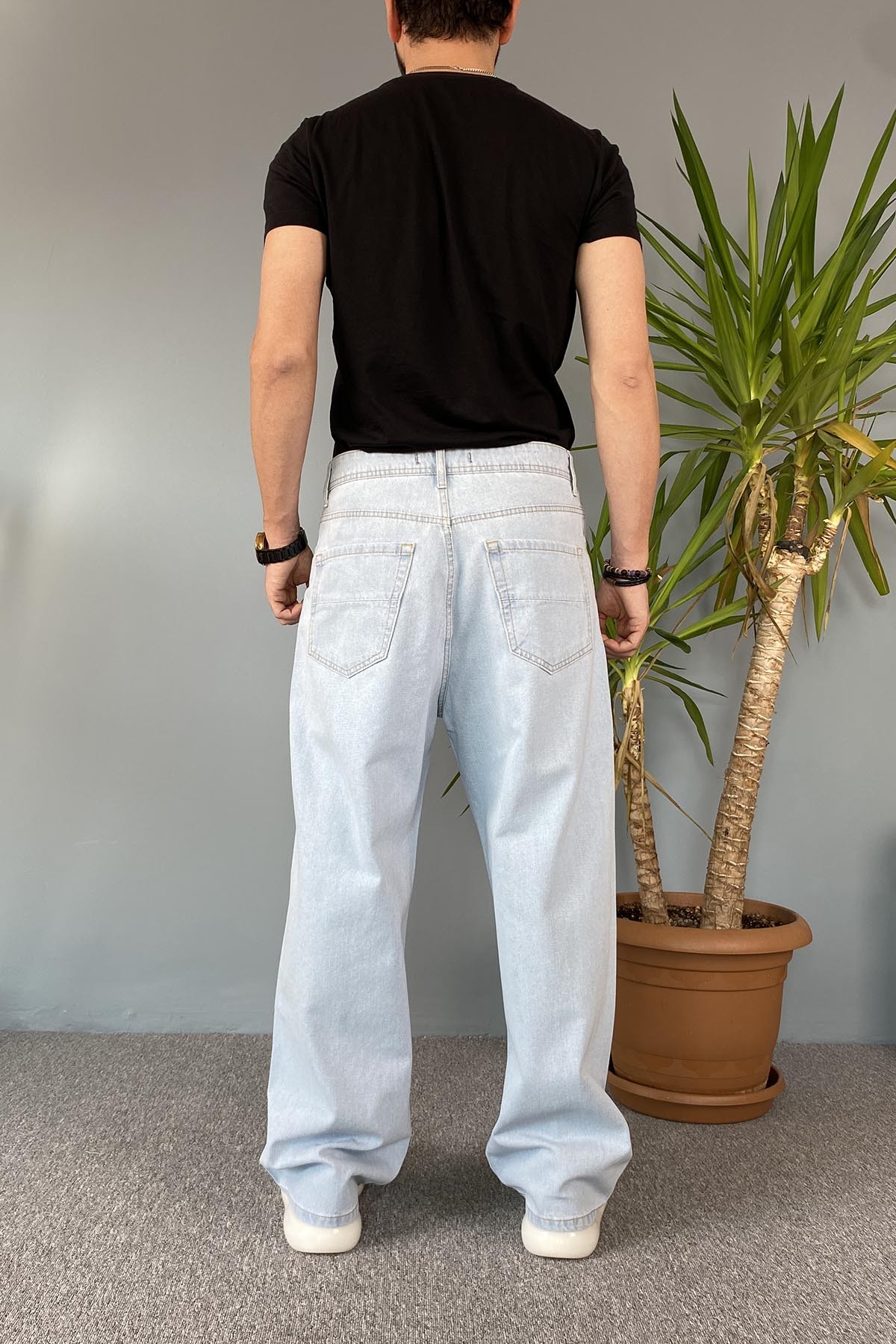  Buz Mavisi Baggy Kot Pantolon