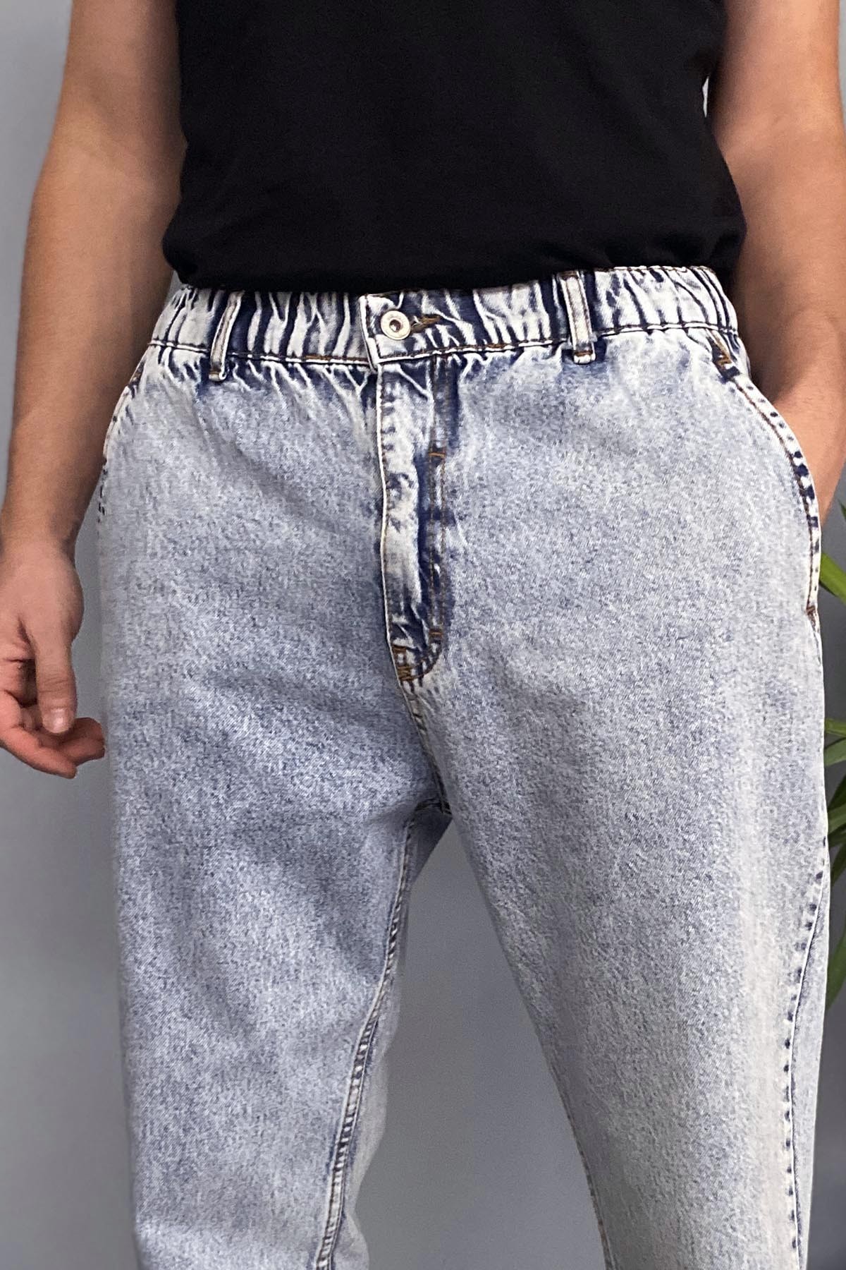  Dar Kesim Açık Mavi Boyfriend Kot Pantolon