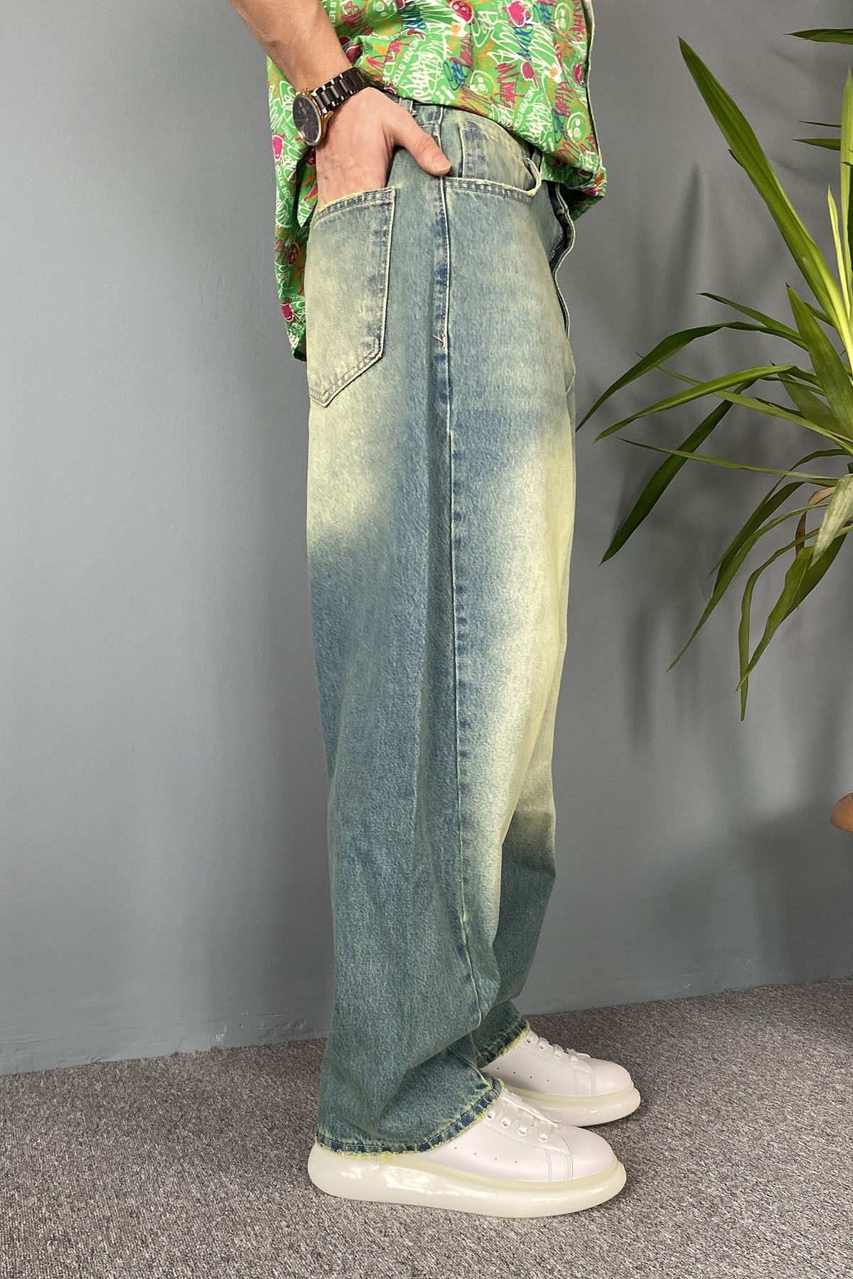  Eskitme Taşlanmış Balon Super Baggy Pantolon