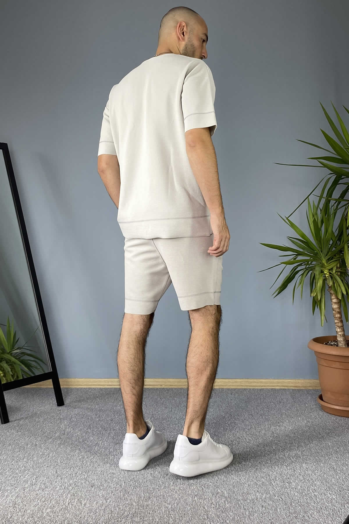  Gri Oversize Şort Tişört Takım