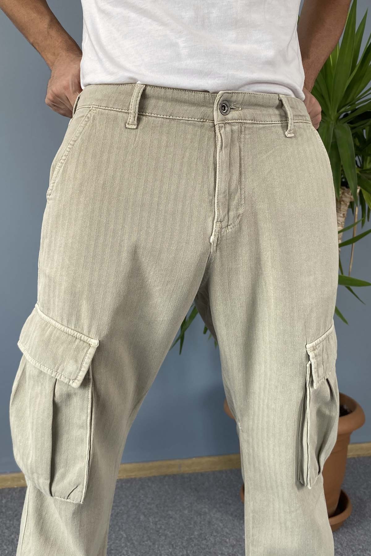  Kargo Cepli Bej Pantolon