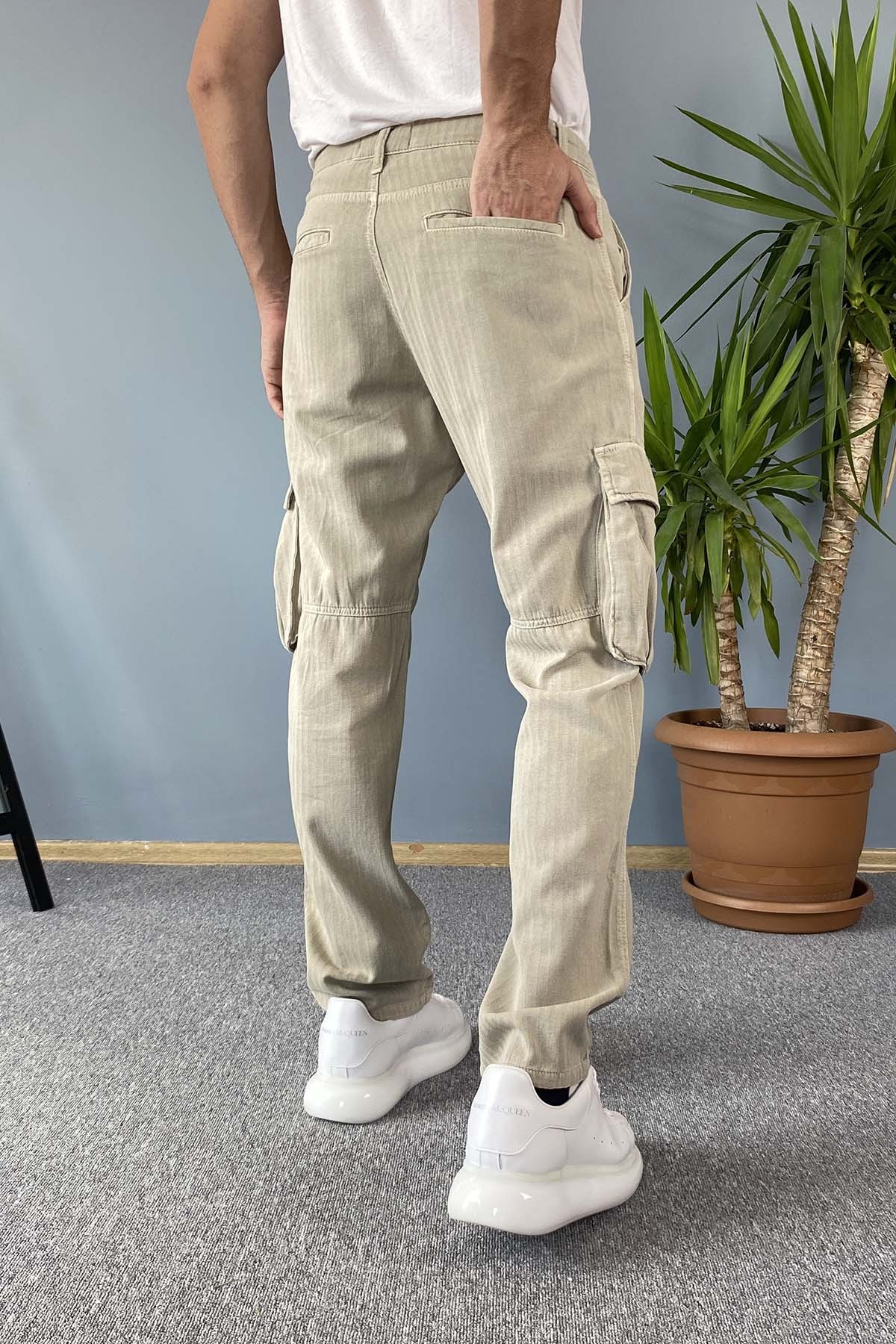  Kargo Cepli Bej Pantolon