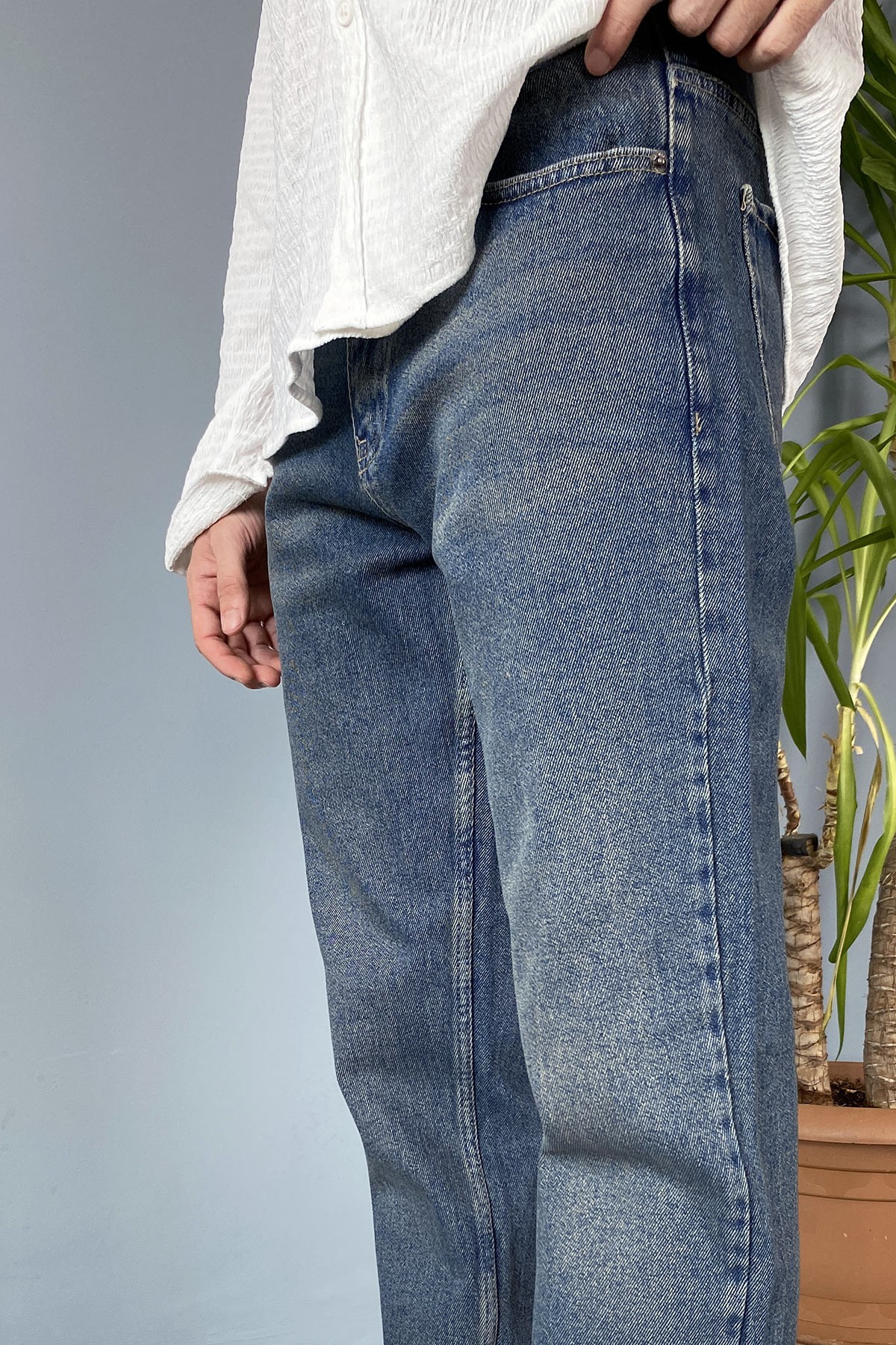  Lacivert  Regular Jean - Kot Pantolon Rahat Kesim