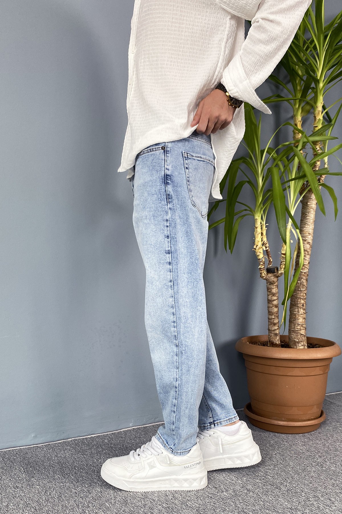  Mavi Boyfriend Taşlanmış Kot Pantolon