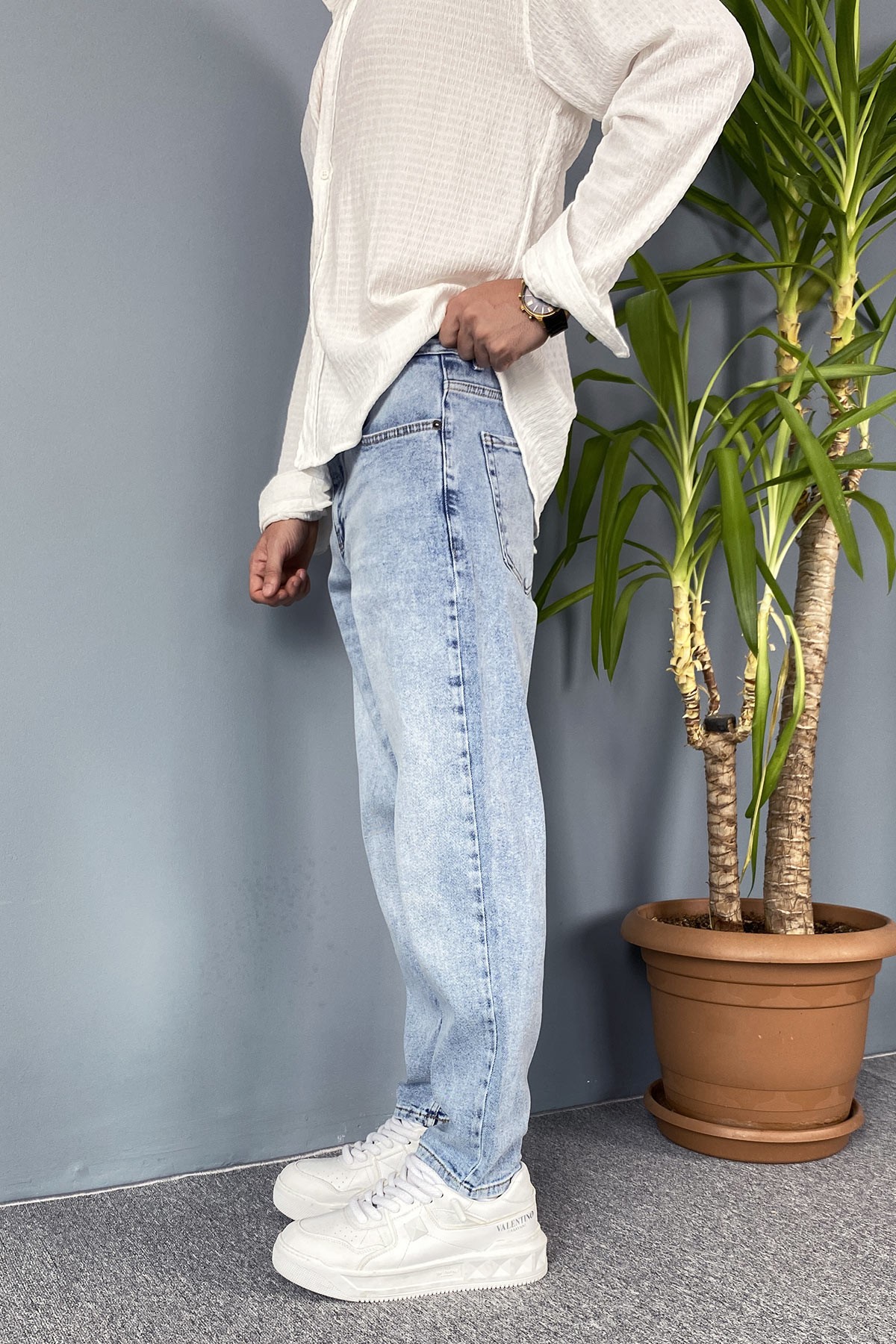  Mavi Boyfriend Taşlanmış Kot Pantolon