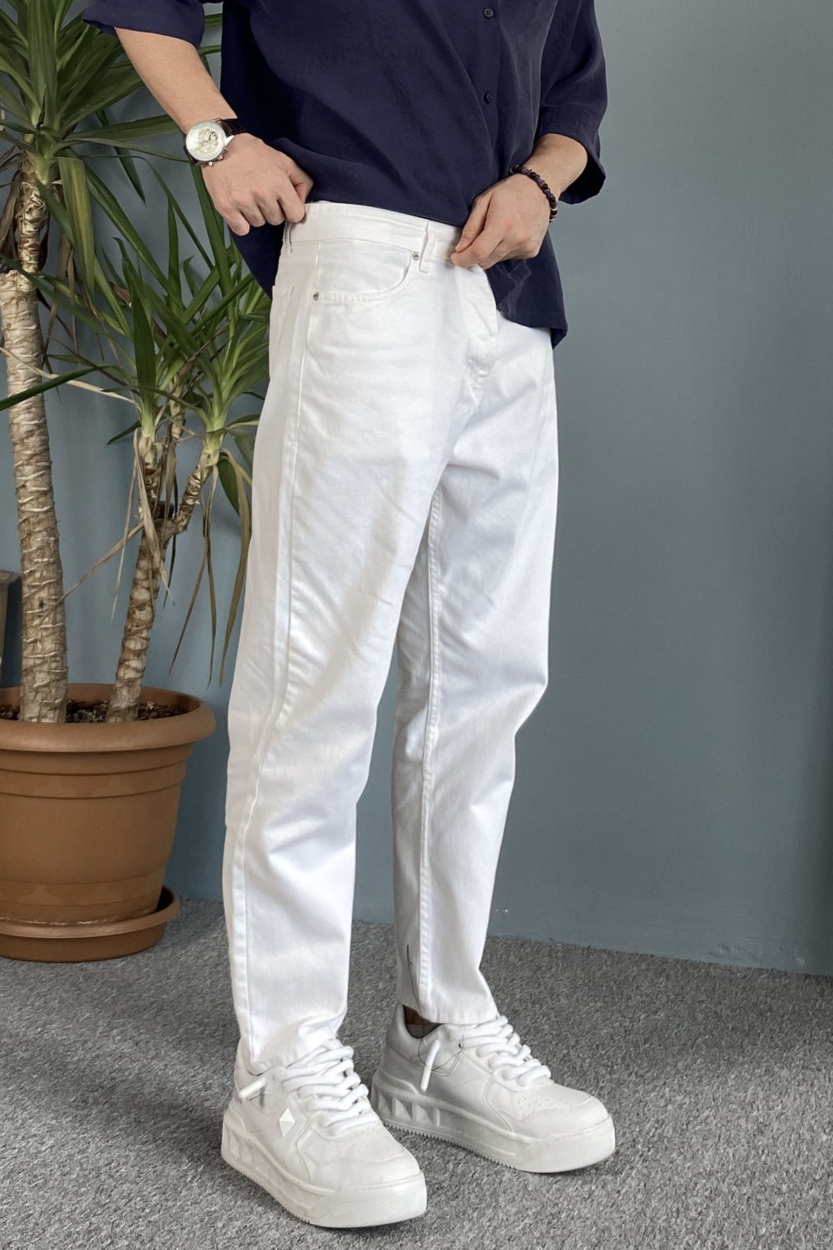  Ekru Kot Pantolon Regular Kalıp
