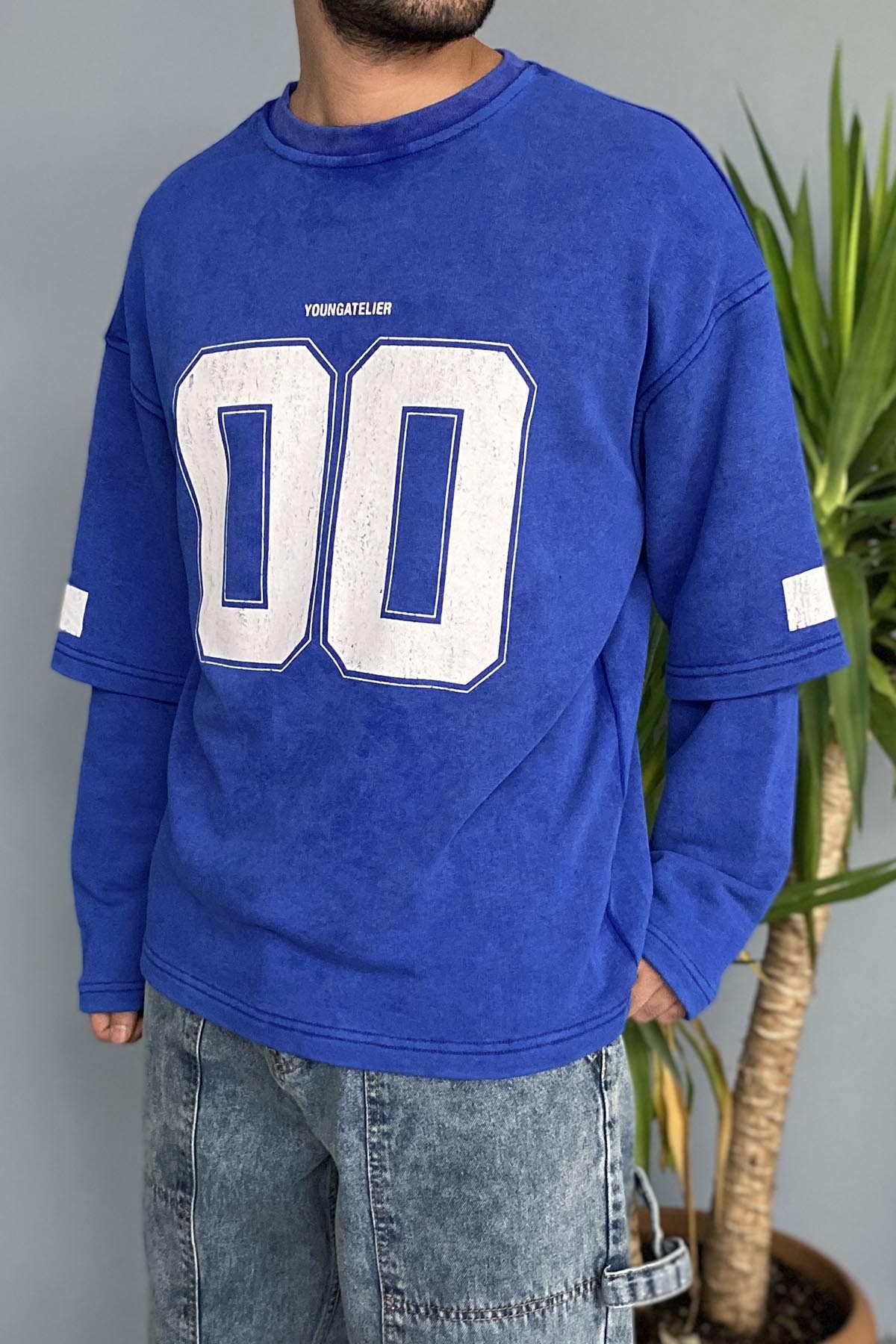  Oversize Baskılı Old School Saks Sweatshirt