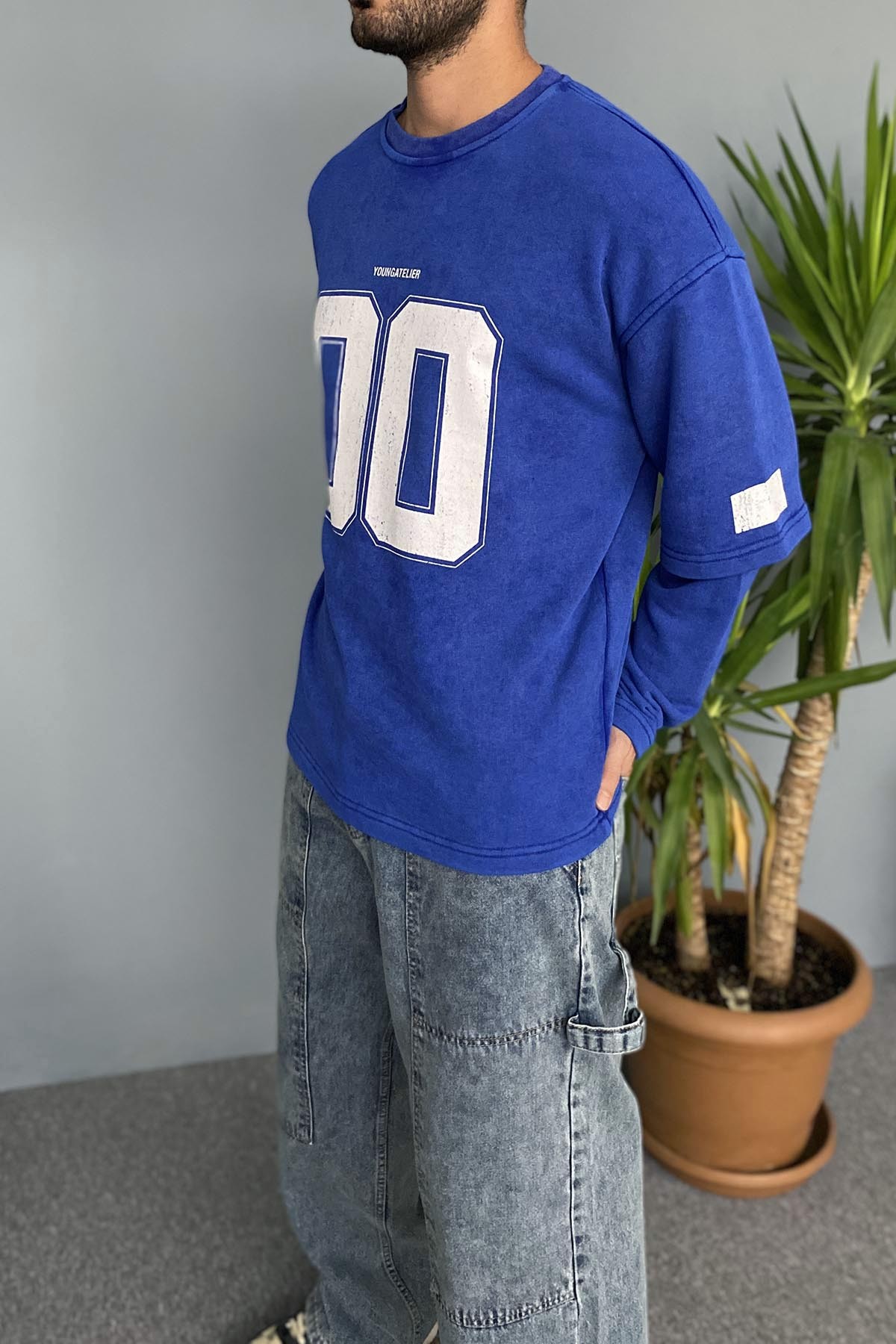  Oversize Baskılı Old School Saks Sweatshirt