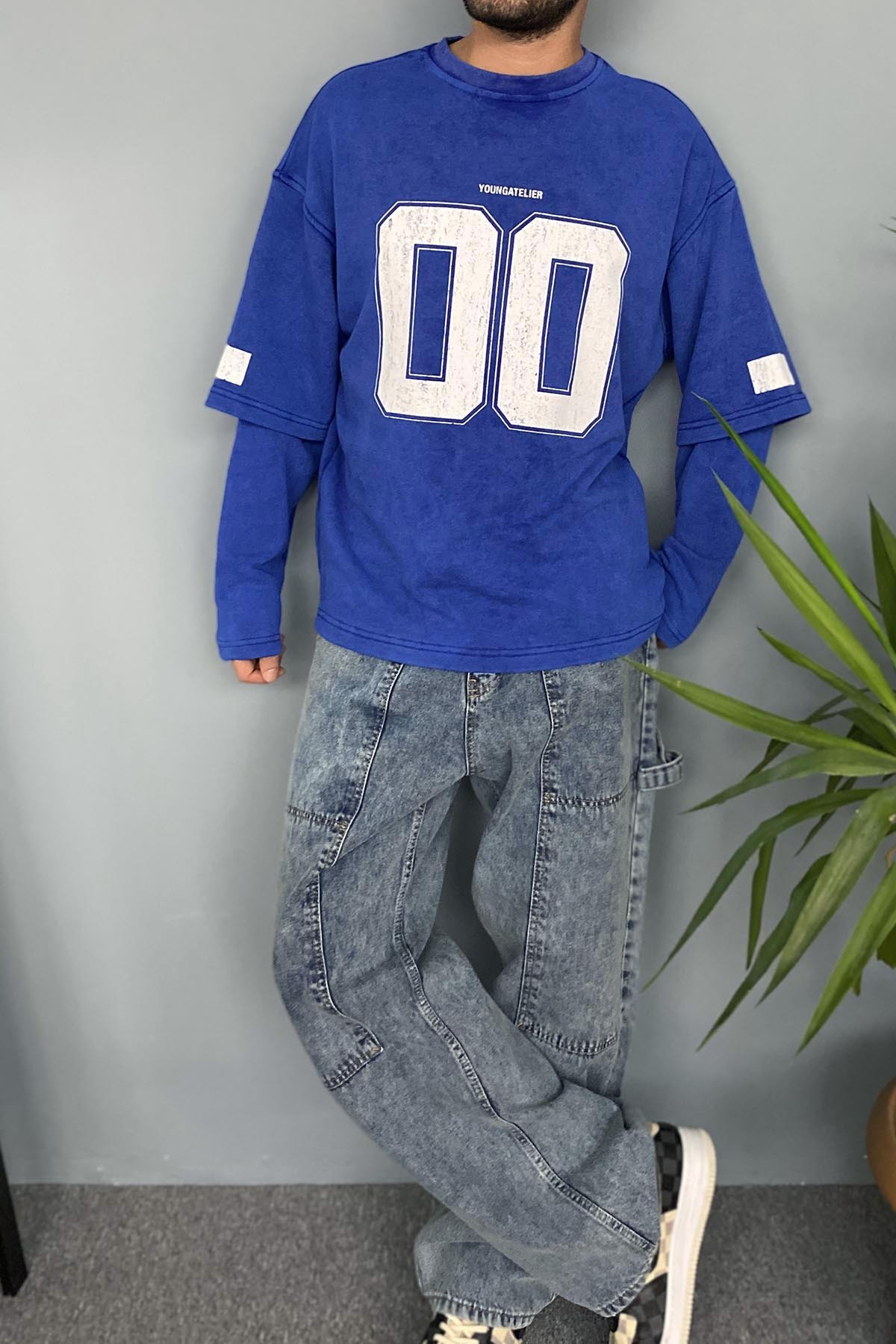  Oversize Baskılı Old School Saks Sweatshirt