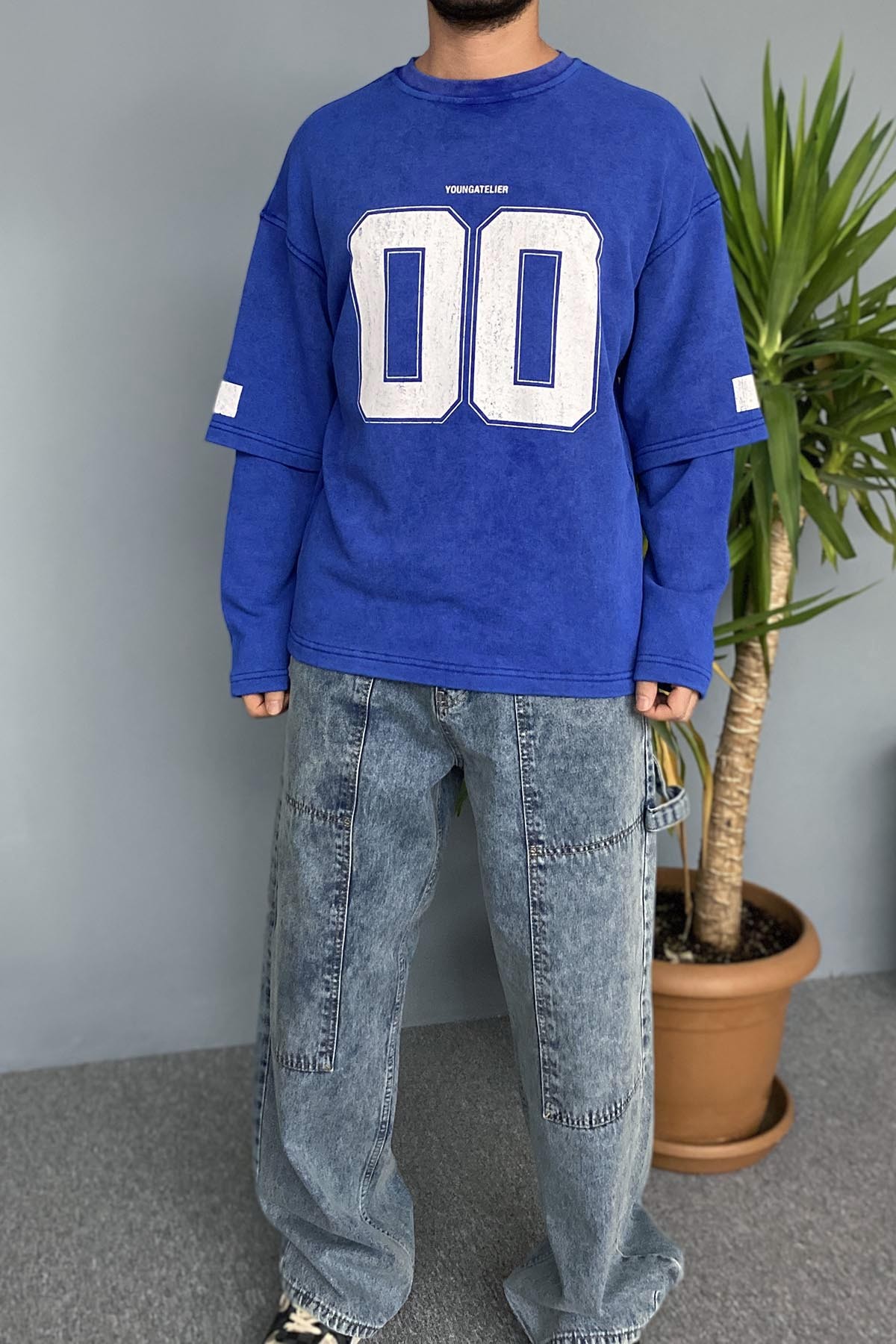  Oversize Baskılı Old School Saks Sweatshirt