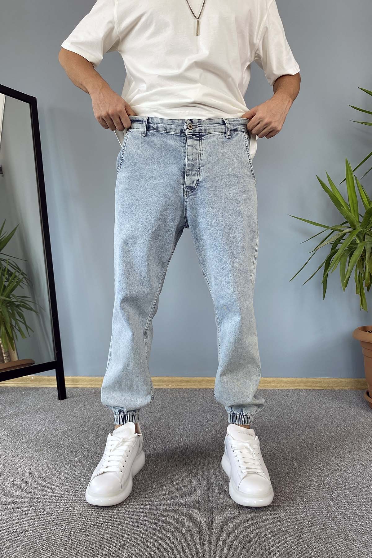  Paçası Lastikli Boyfriend Jogger Kot Pantolon