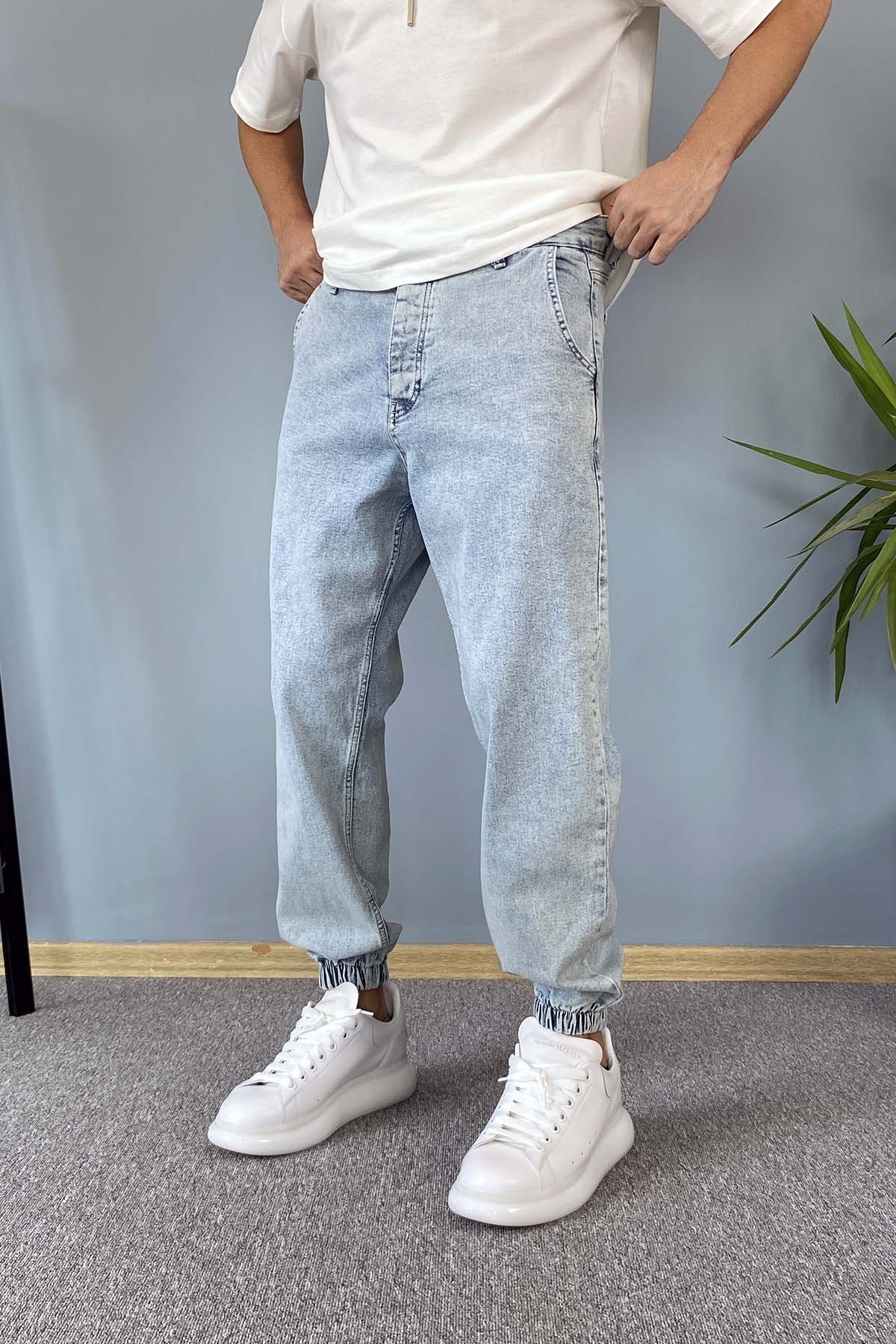  Paçası Lastikli Boyfriend Jogger Kot Pantolon