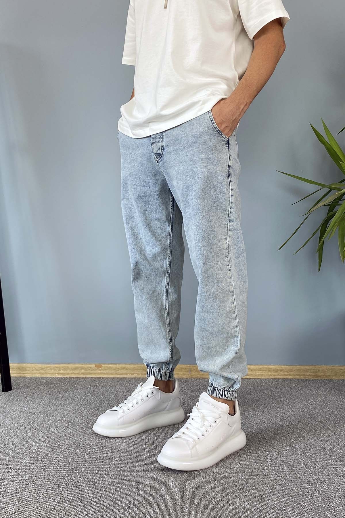  Paçası Lastikli Boyfriend Jogger Kot Pantolon