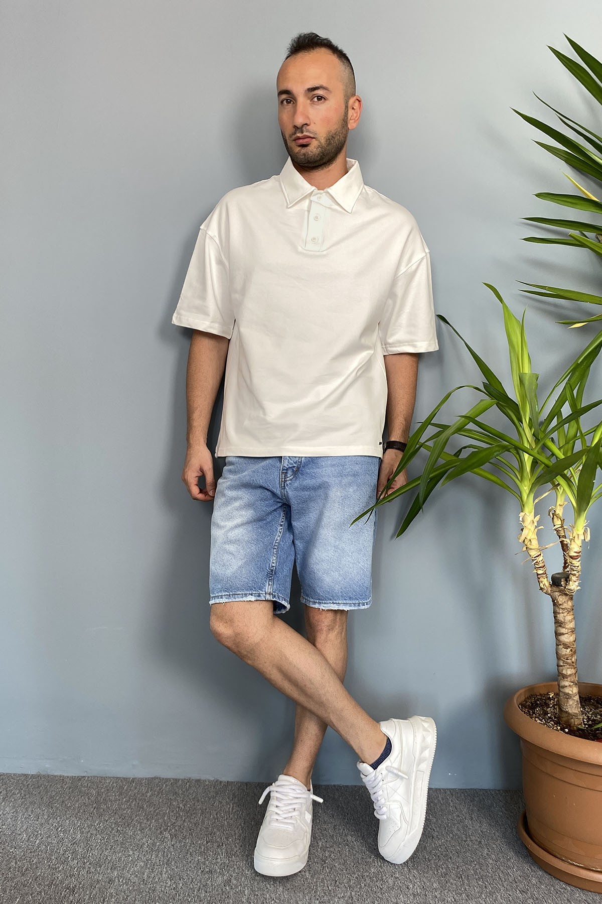  Polo Yaka Ekru Tişört