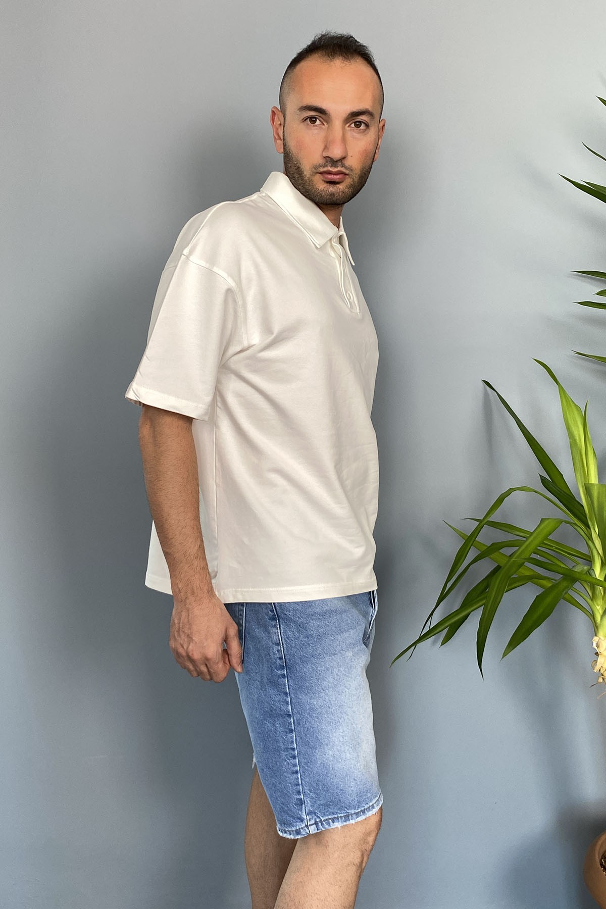  Polo Yaka Ekru Tişört