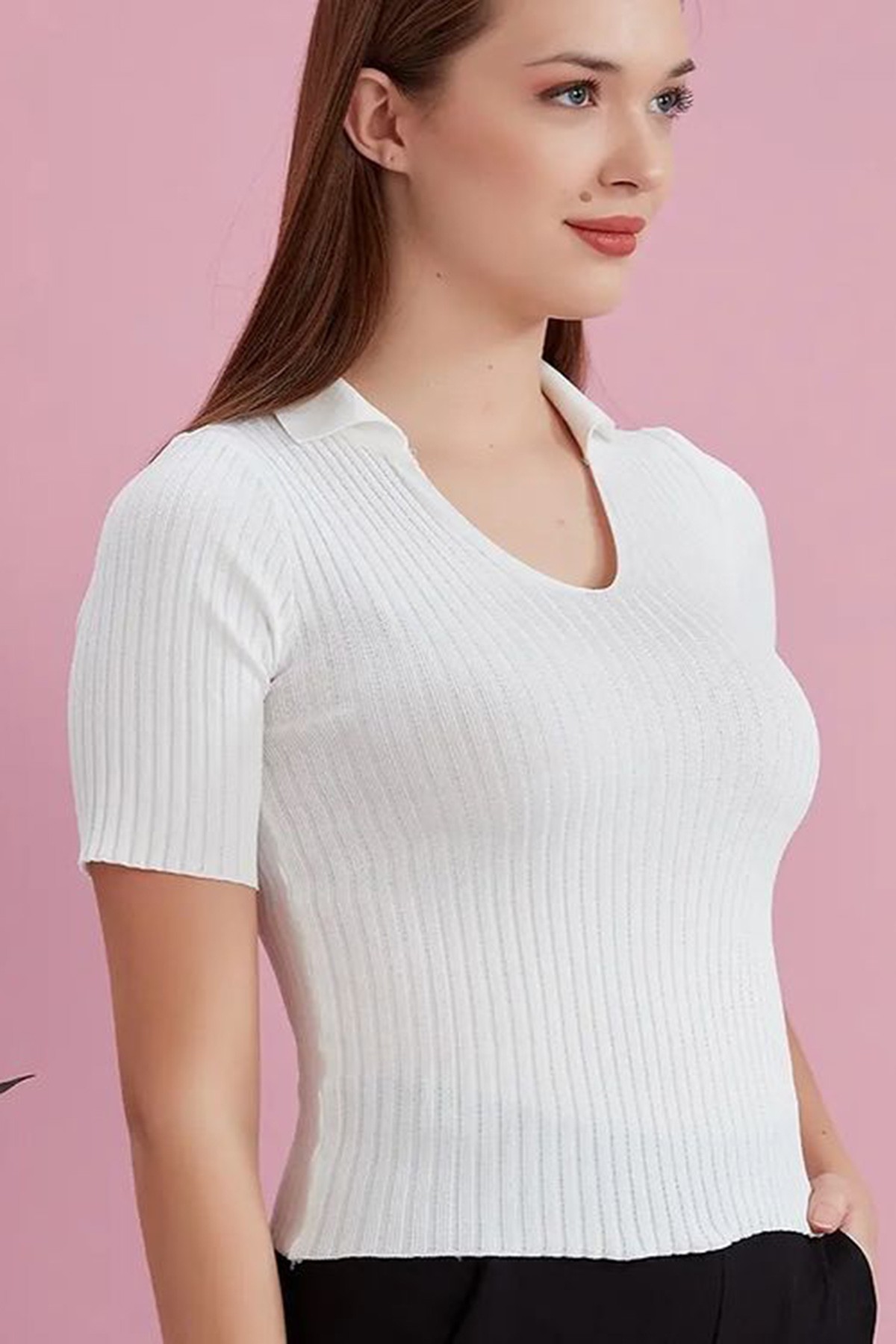 Erkek Polo Yaka Kısa Kol Kaşkorse Bluz Beyaz Renk