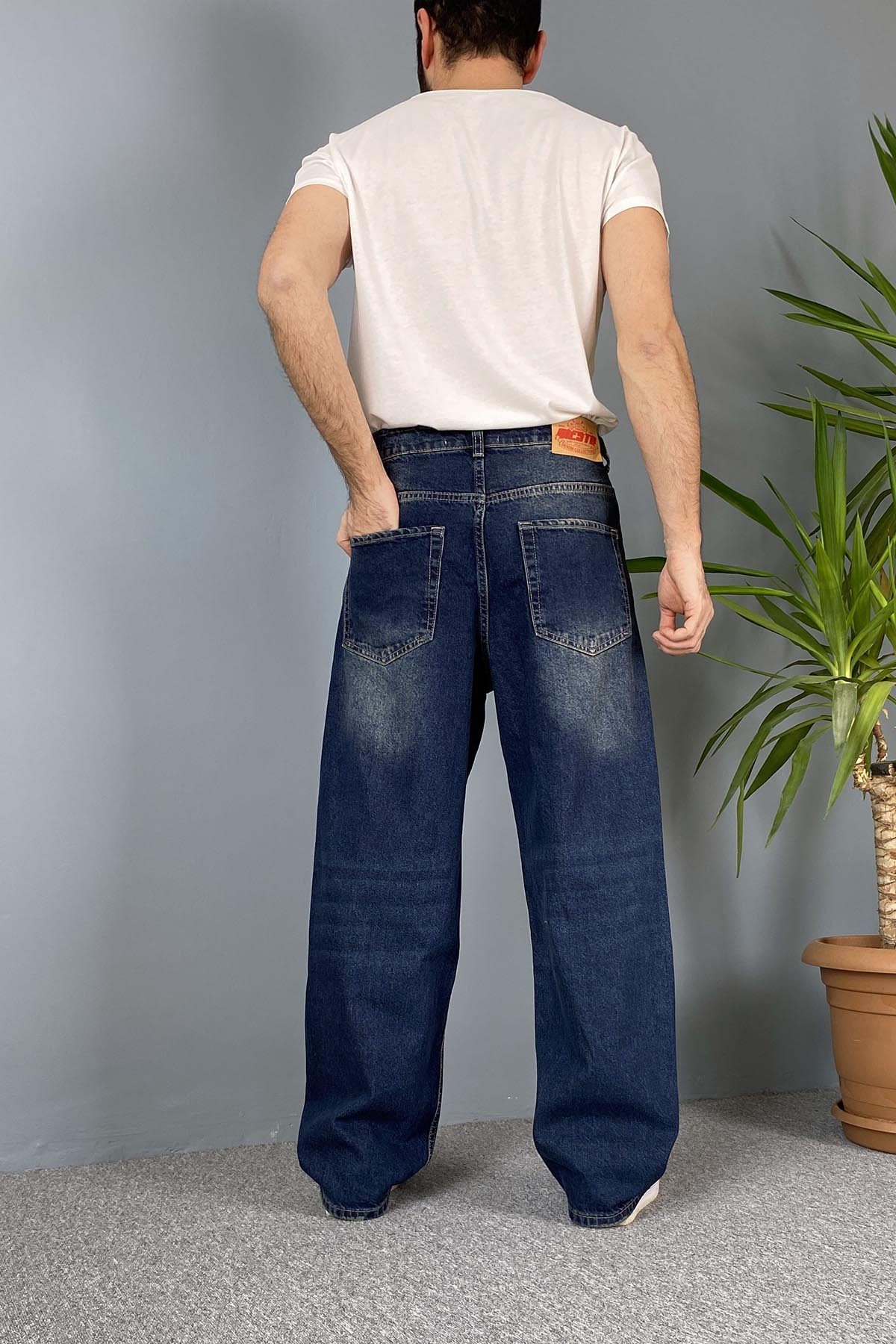 Rahat Kesim Lacivert Baggy Kot Pantolon