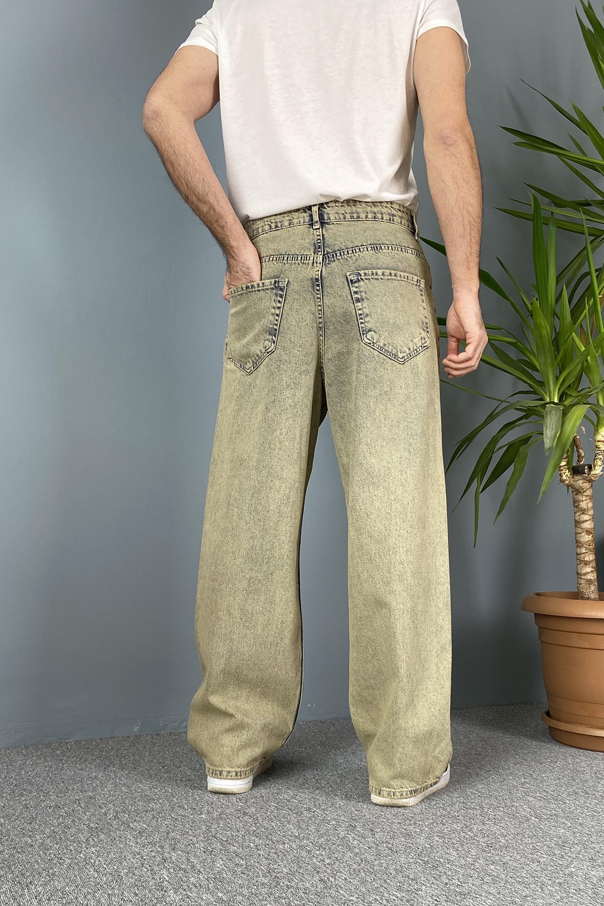  Rahat Kesim Eskitme Baggy Kot Pantolon