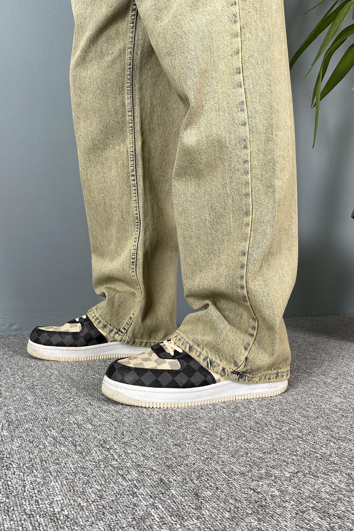  Rahat Kesim Eskitme Baggy Kot Pantolon