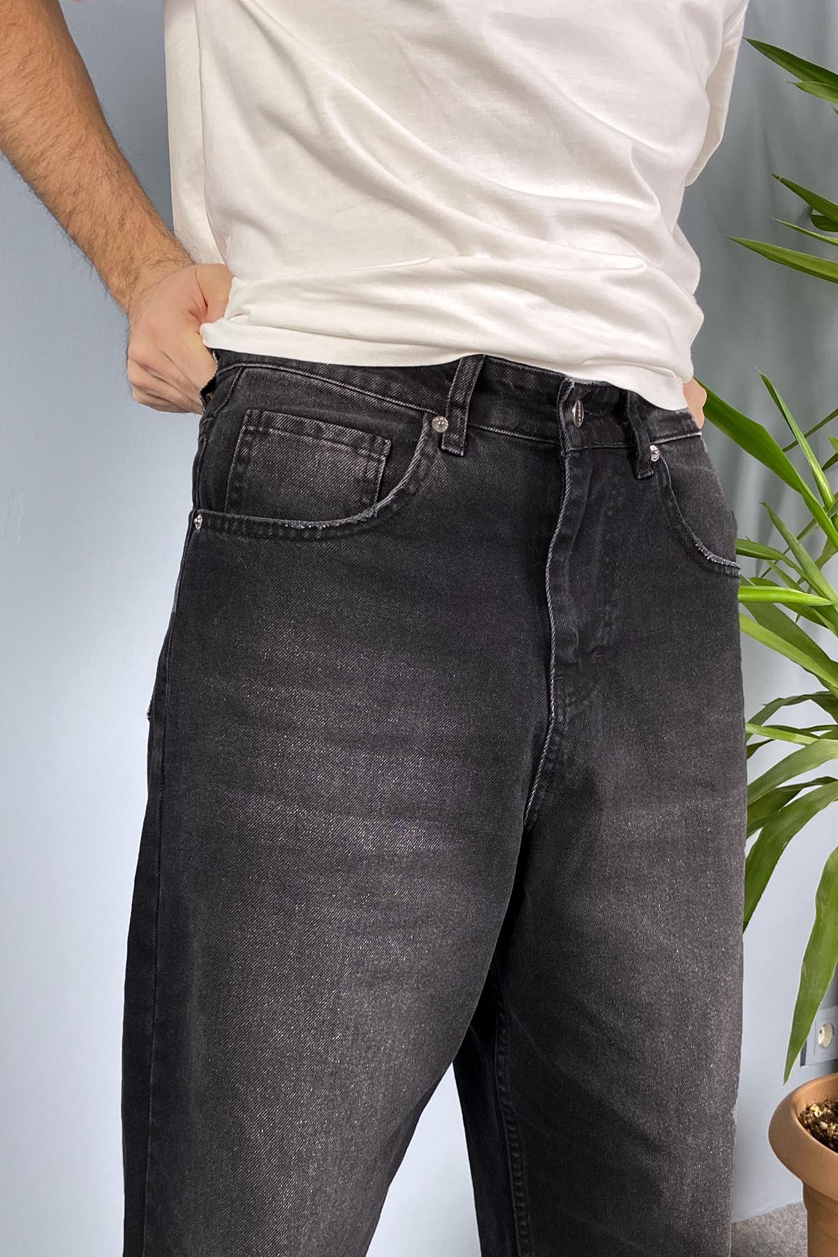  Rahat Kesim Siyah Baggy Kot Pantolon
