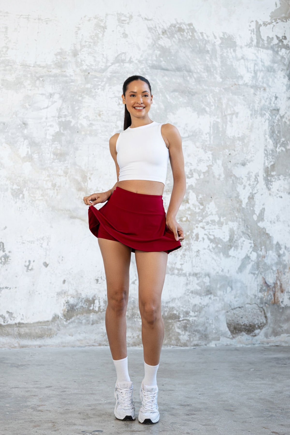 Lismina  Şortlu Mini Etek Bordo Renk 484