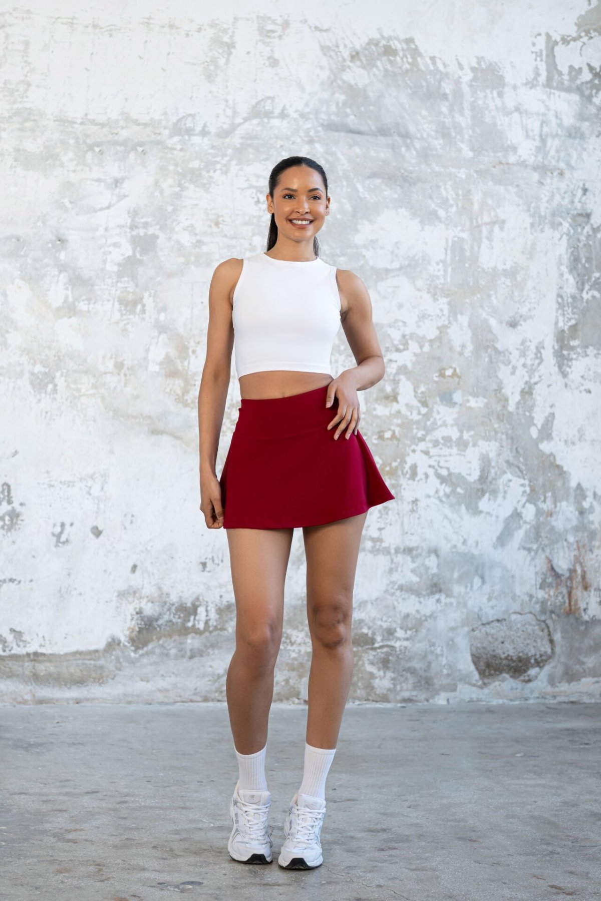 Lismina  Şortlu Mini Etek Bordo Renk 484