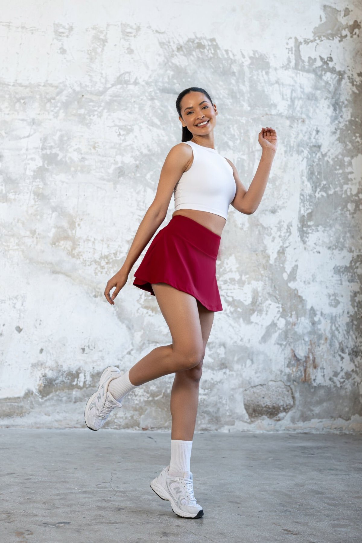 Lismina  Şortlu Mini Etek Bordo Renk 484