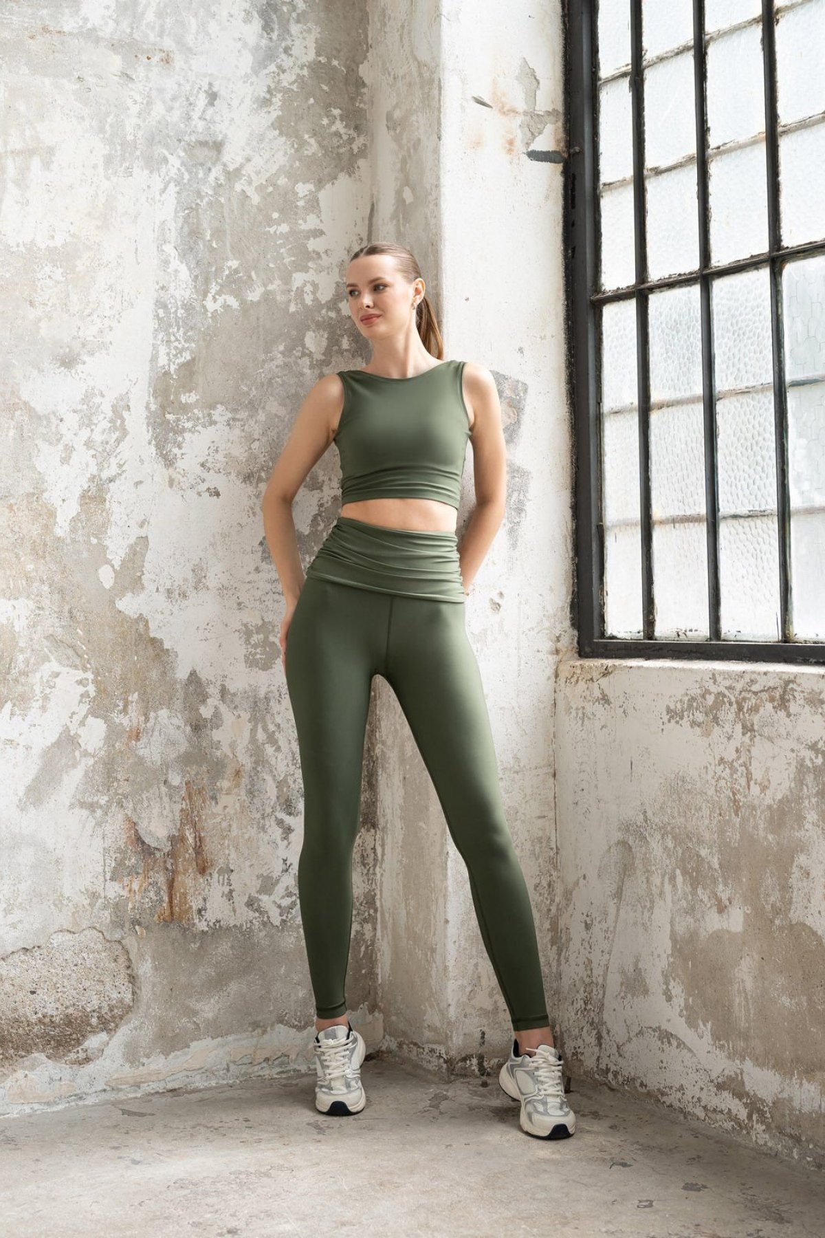 Lismina  Toleda Haki Spor Tayt Fitness Ekstra Yüksek Bel 508