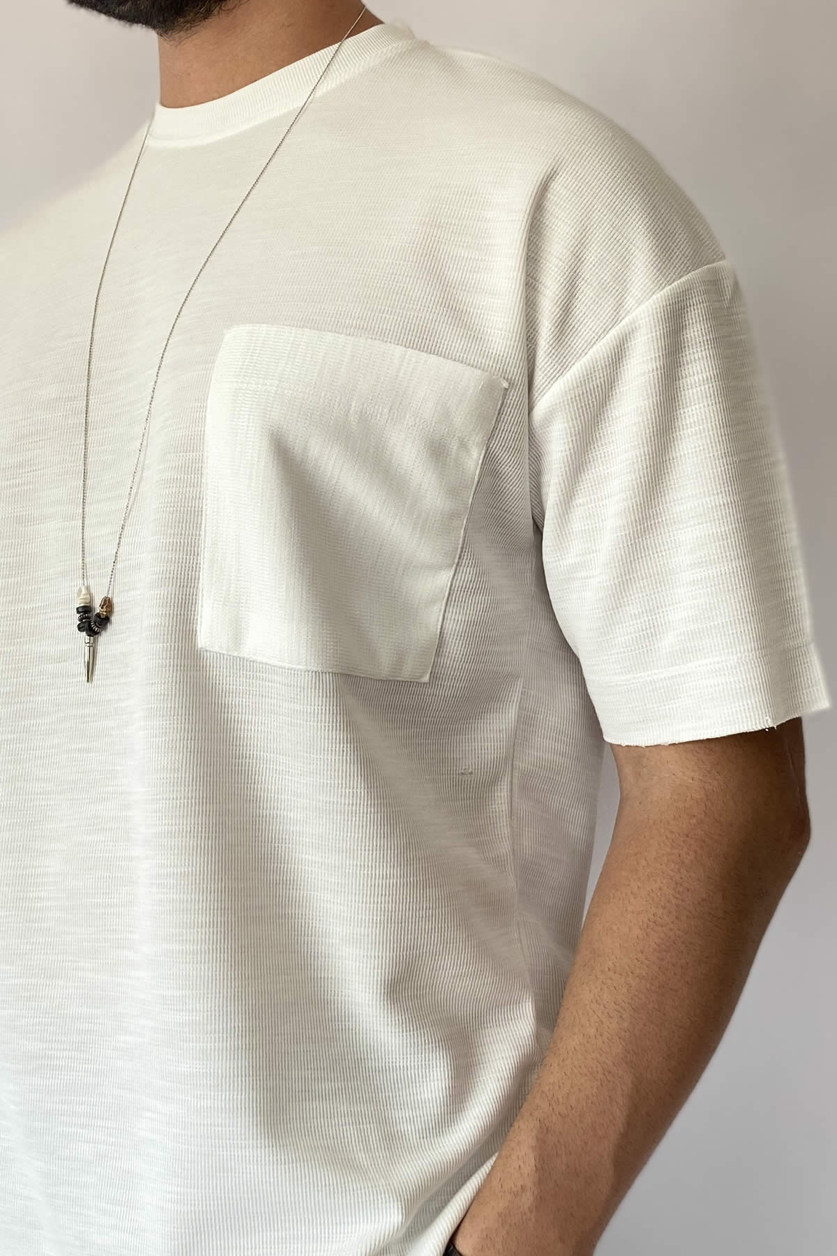 Erkek Yazlık Oversize Beyaz Erkek Tişört