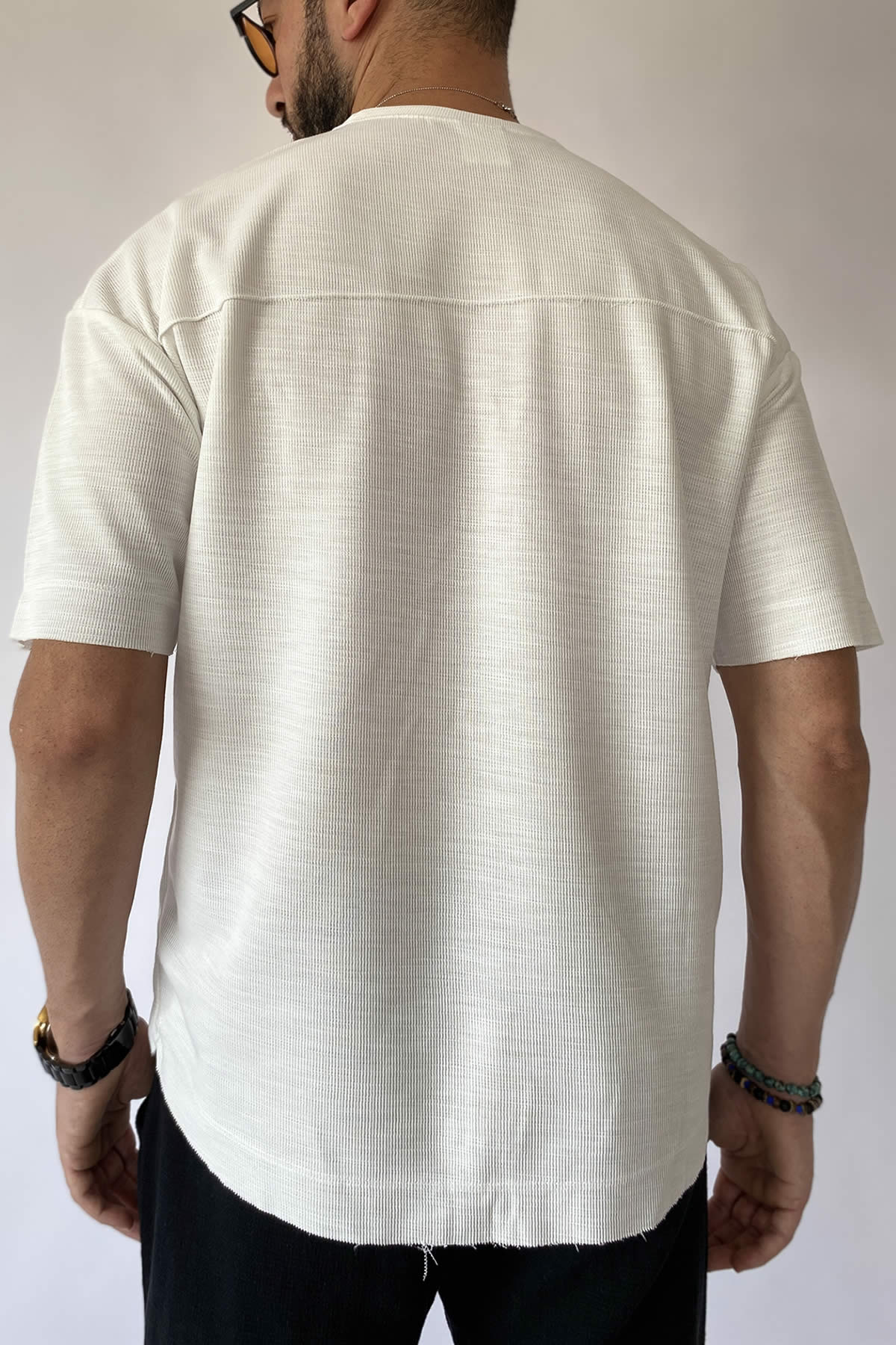 Erkek Yazlık Oversize Beyaz Erkek Tişört