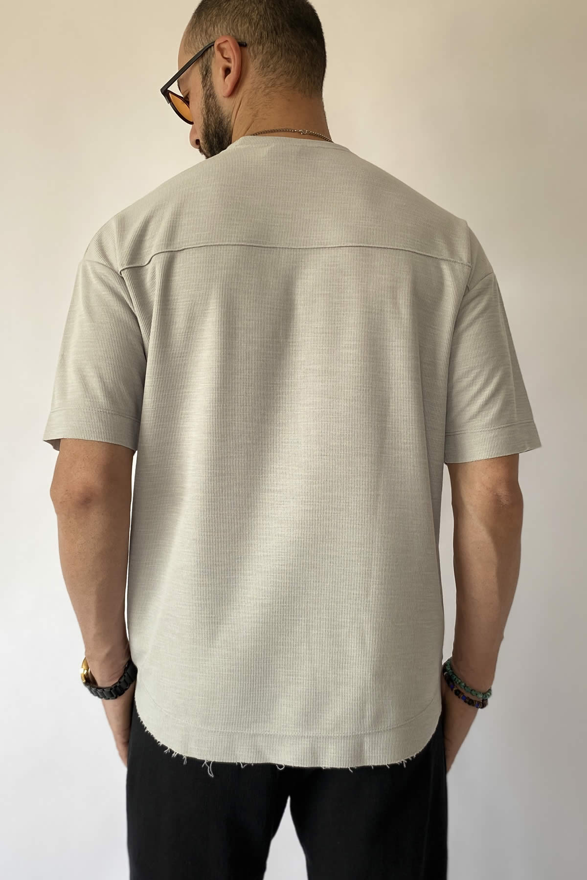 Erkek Yazlık Oversize Haki Erkek Tişört