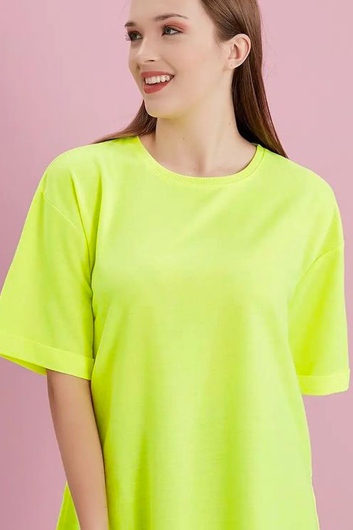  Yırtmaçlı Duble Kol Geniş Bisiklet Yaka Oversize Sweatshirt