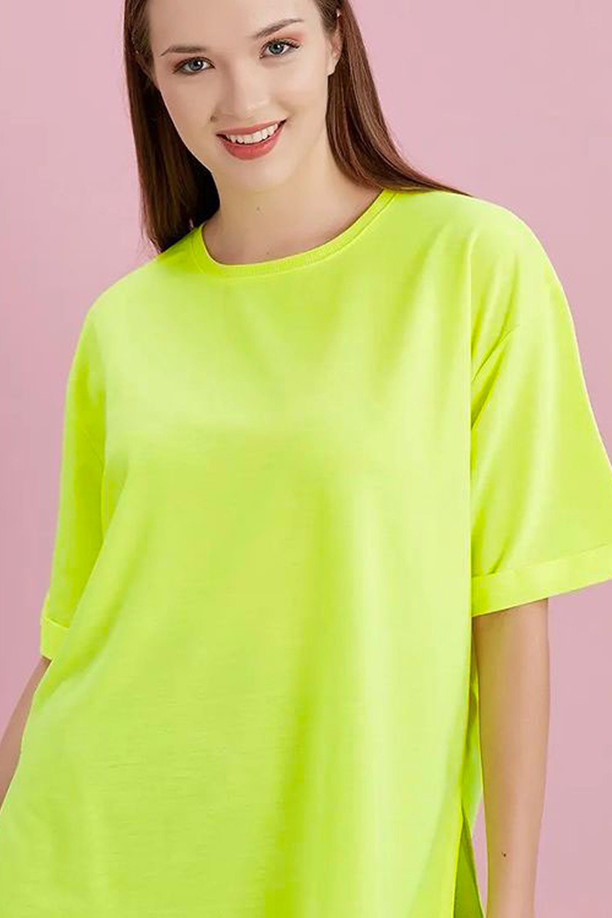  Yırtmaçlı Duble Kol Geniş Bisiklet Yaka Oversize Sweatshirt