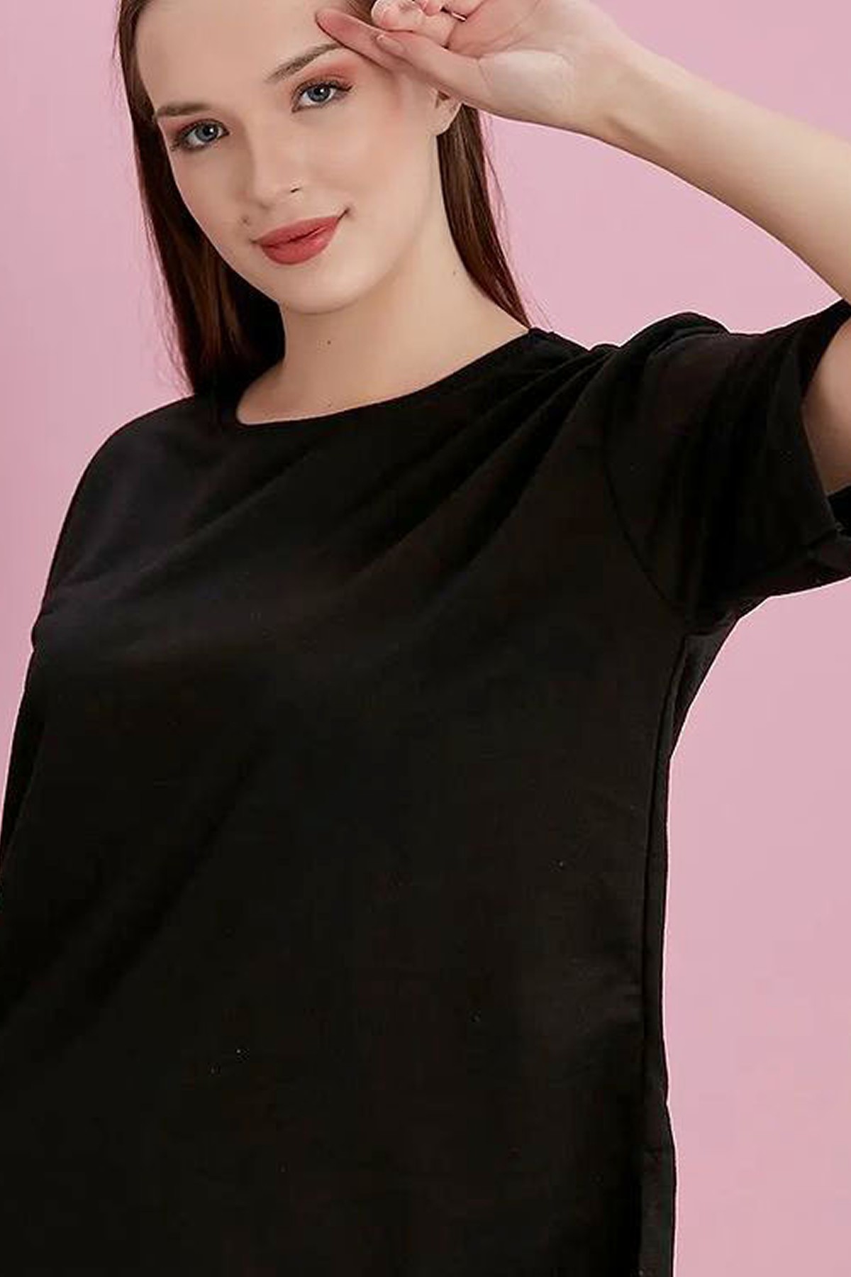  Yırtmaçlı Duble Kol Geniş Bisiklet Yaka Oversize Sweatshirt