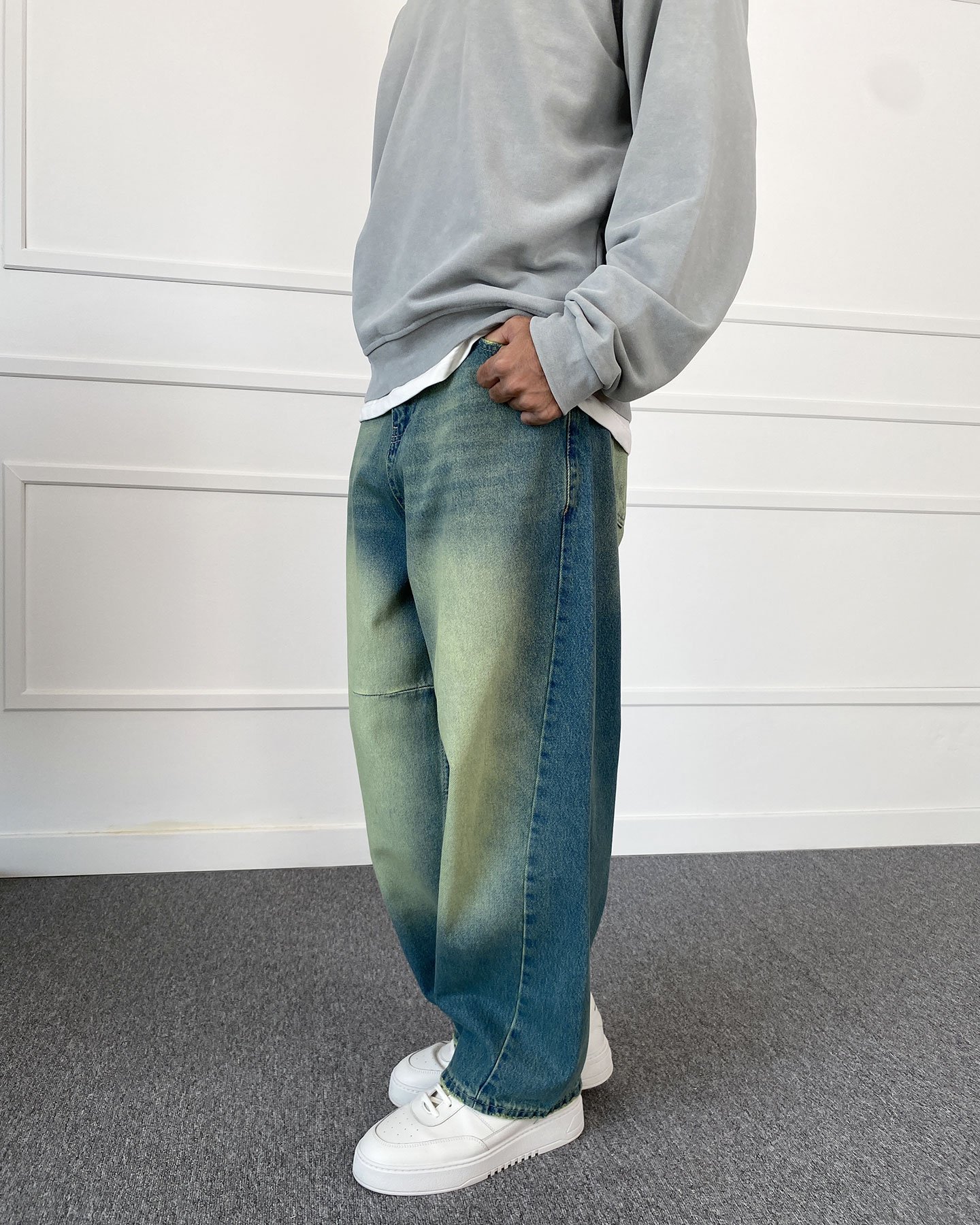 Eskitme Mavi Balon Süper Baggy Jean