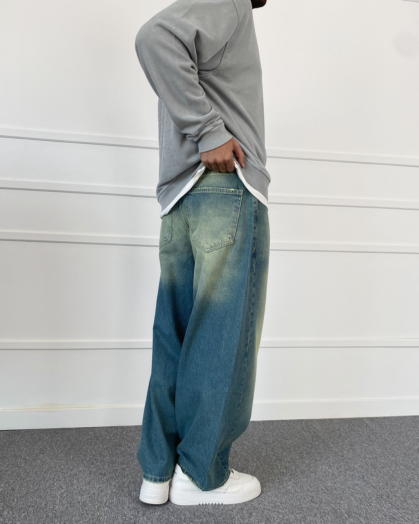 Eskitme Mavi Balon Süper Baggy Jean