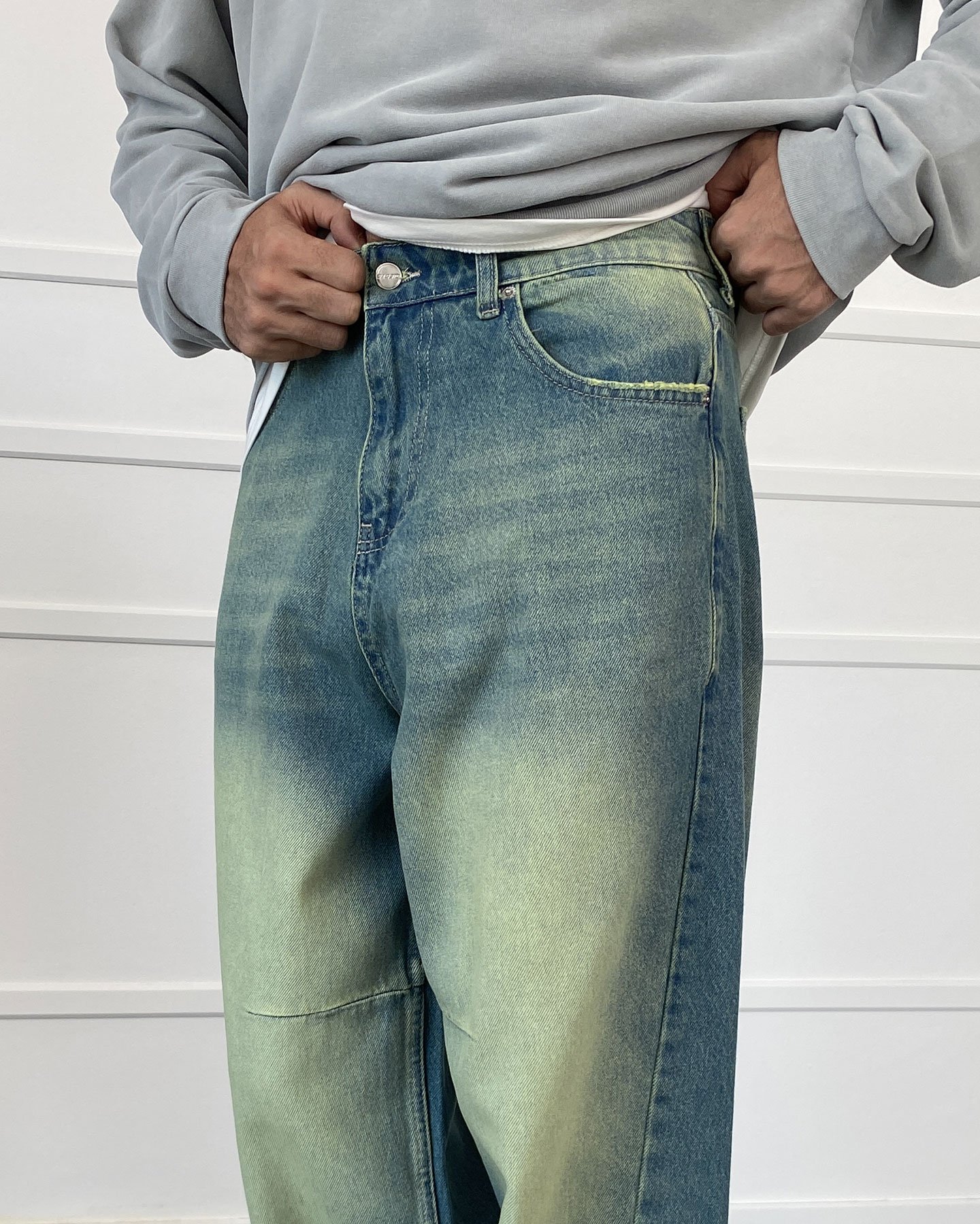 Eskitme Mavi Balon Süper Baggy Jean