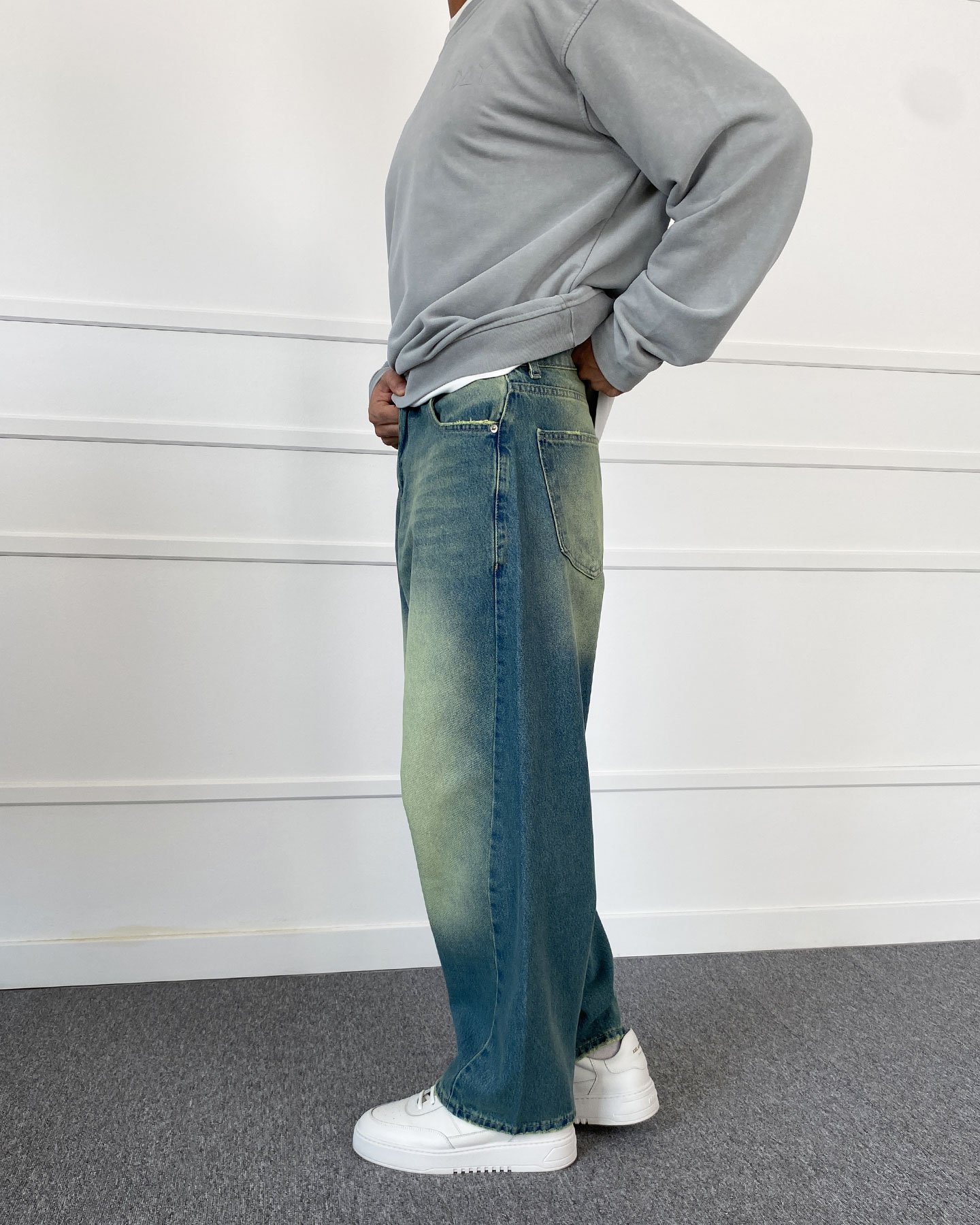 Eskitme Mavi Balon Süper Baggy Jean