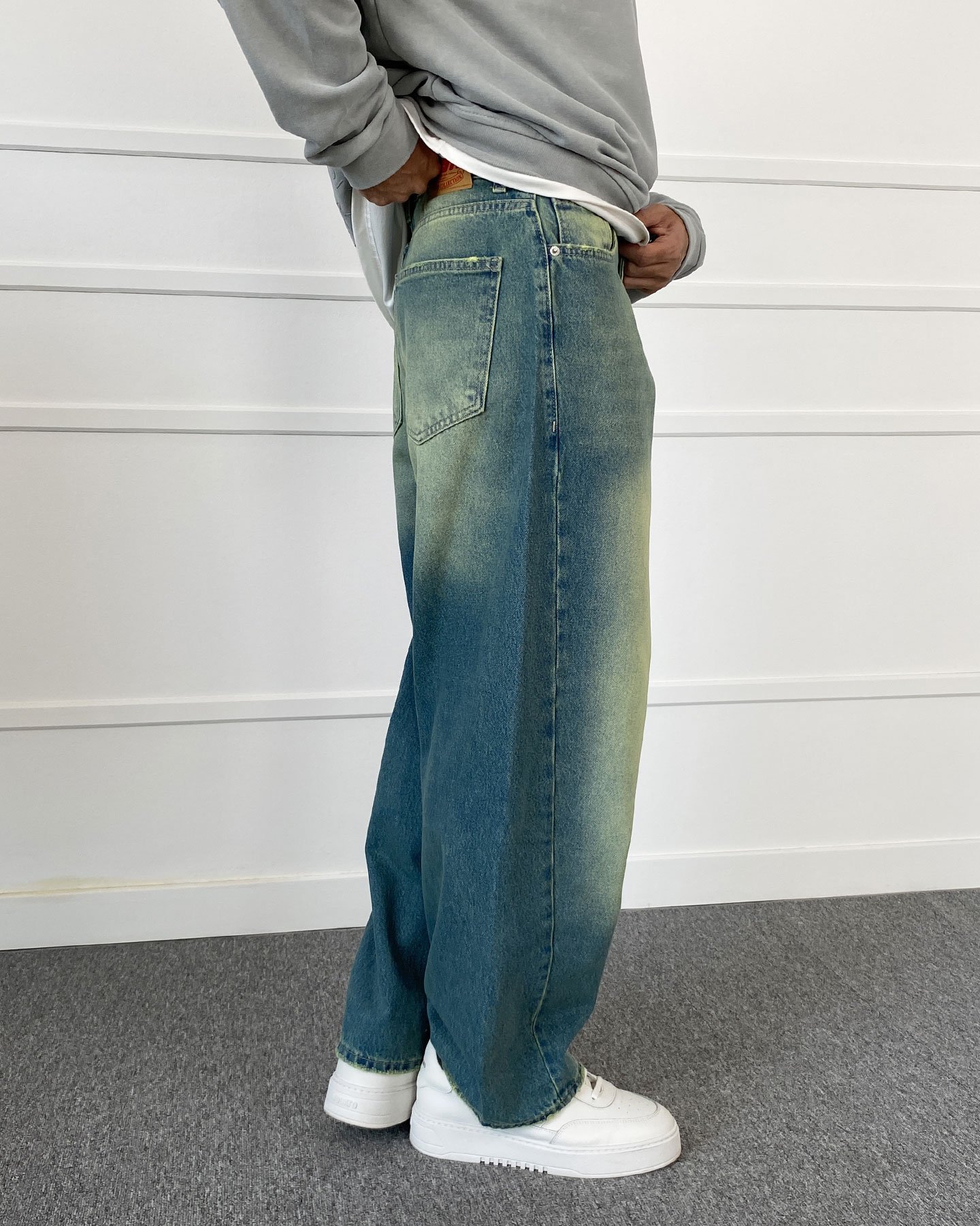 Eskitme Mavi Balon Süper Baggy Jean